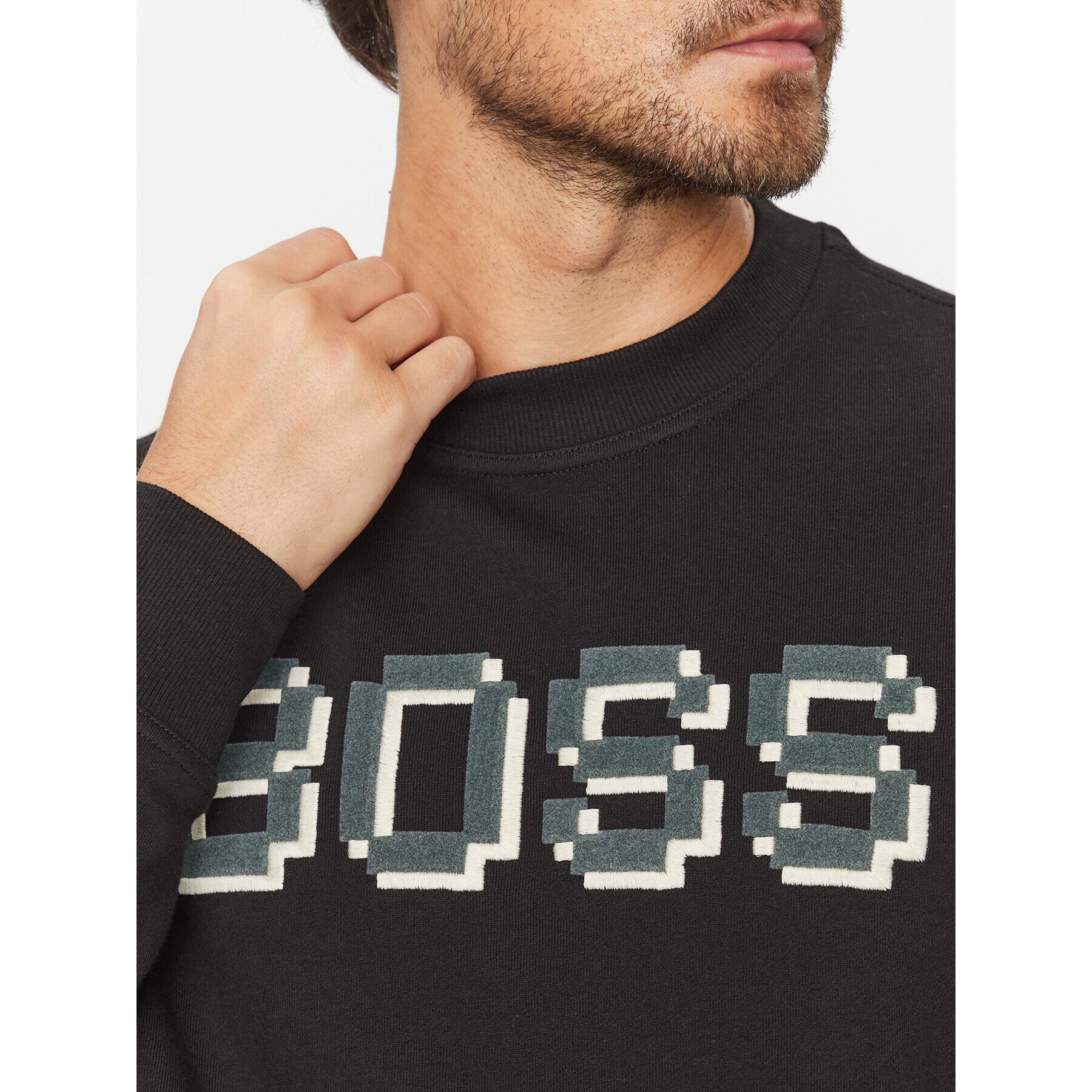 Boss Bluză Weglitchlogo 50499486 Negru Relaxed Fit - Pled.ro