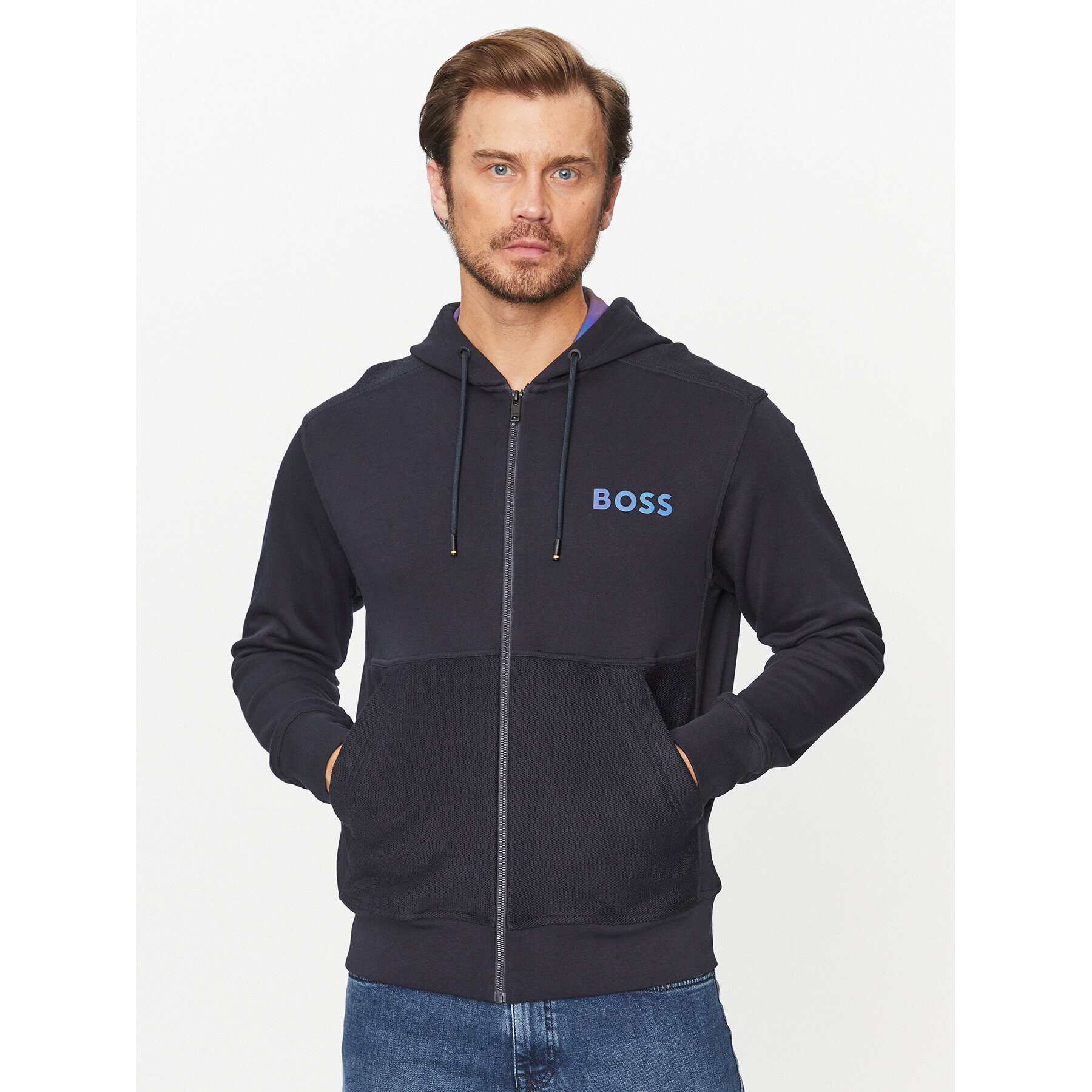 Boss Bluză Zedoublehood 50501974 Bleumarin Regular Fit - Pled.ro