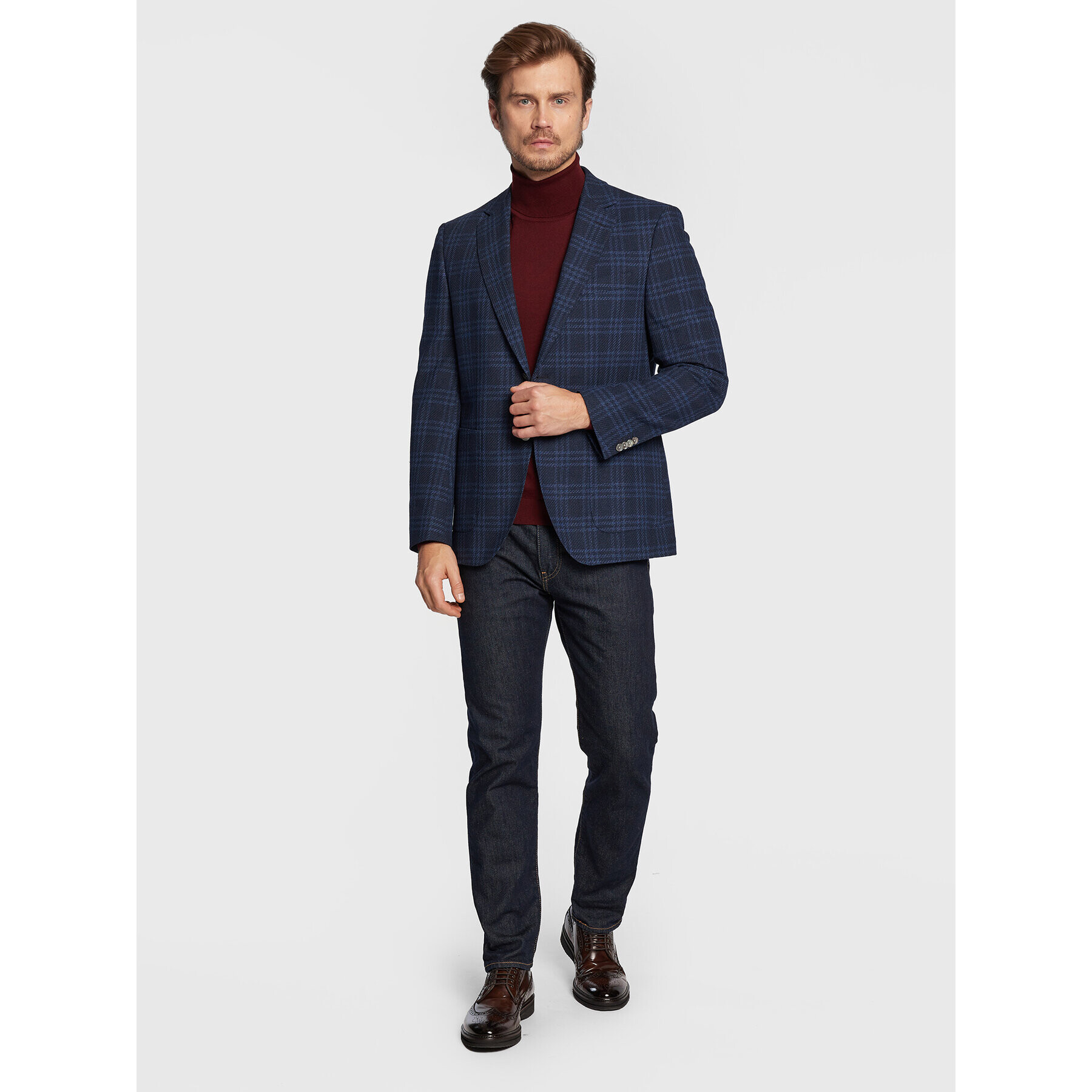 Boss Bluză cu gât Musso-P 50468262 Vișiniu Slim Fit - Pled.ro