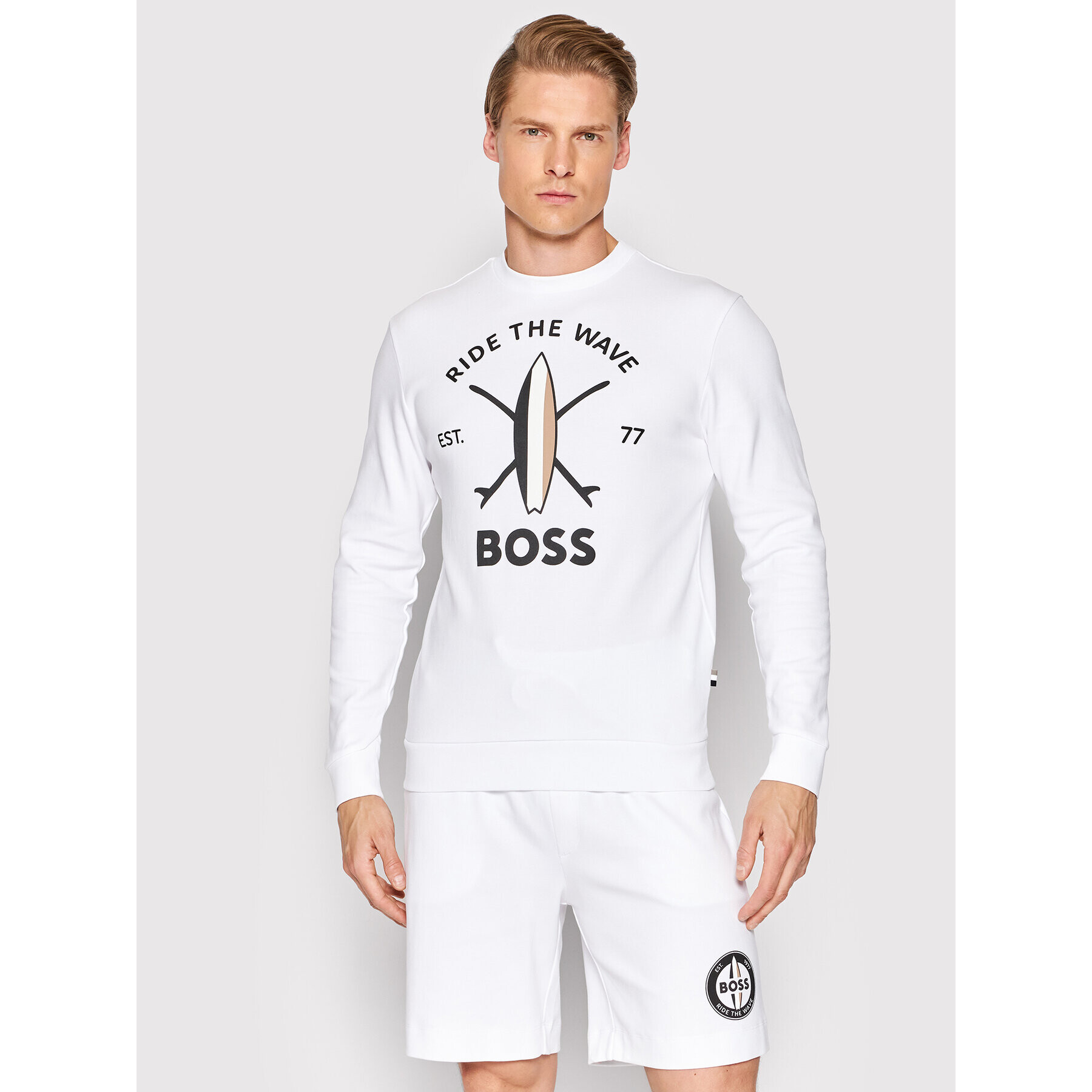 Boss Bluză Savin 50469224 Alb Relaxed Fit - Pled.ro