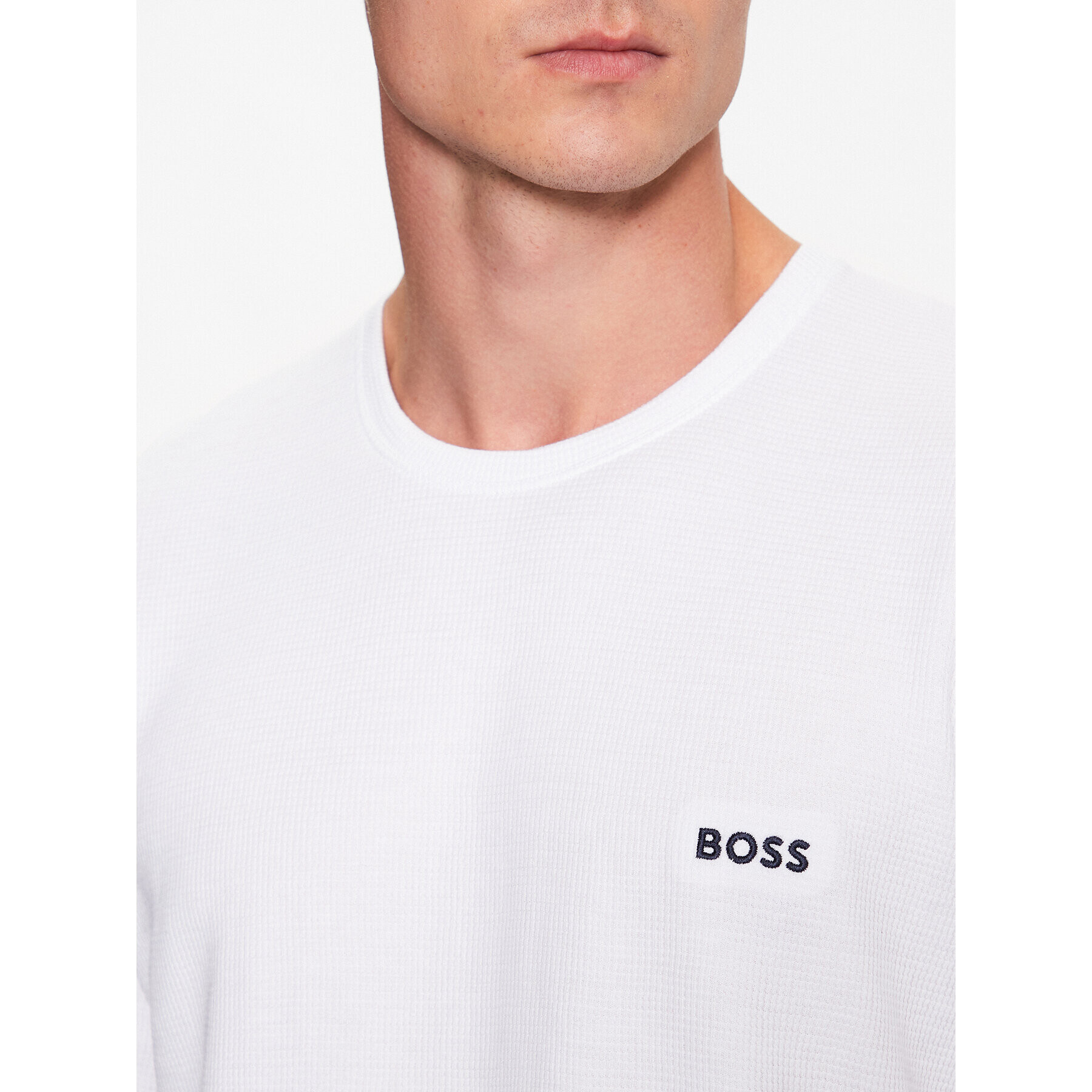 Boss Cămașă pijama Waffle 50480834 Alb Regular Fit - Pled.ro