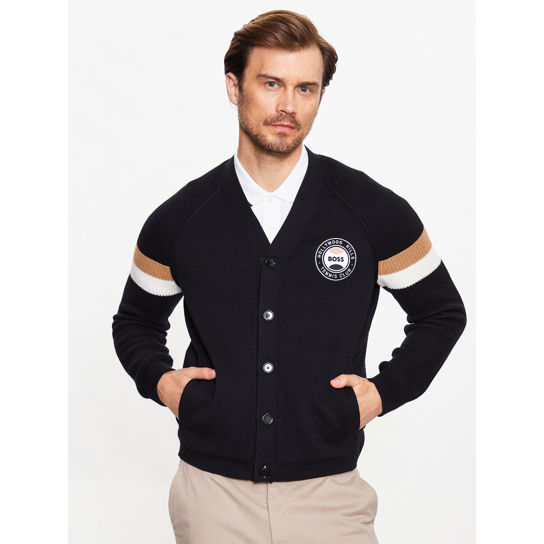 Boss Cardigan 50486715 Negru Regular Fit - Pled.ro