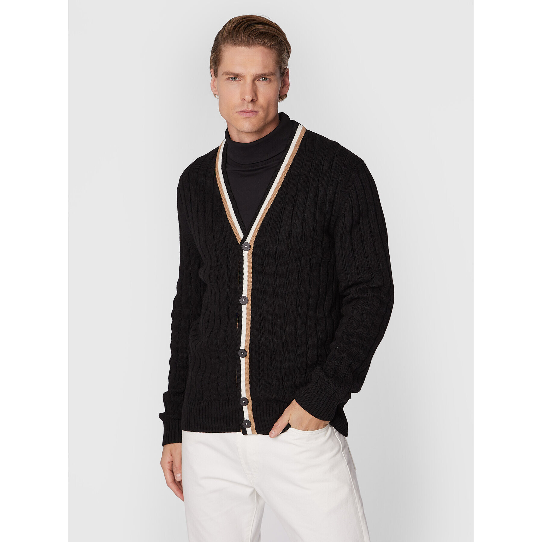 Boss Cardigan Losilvio 50477348 Negru Relaxed Fit - Pled.ro