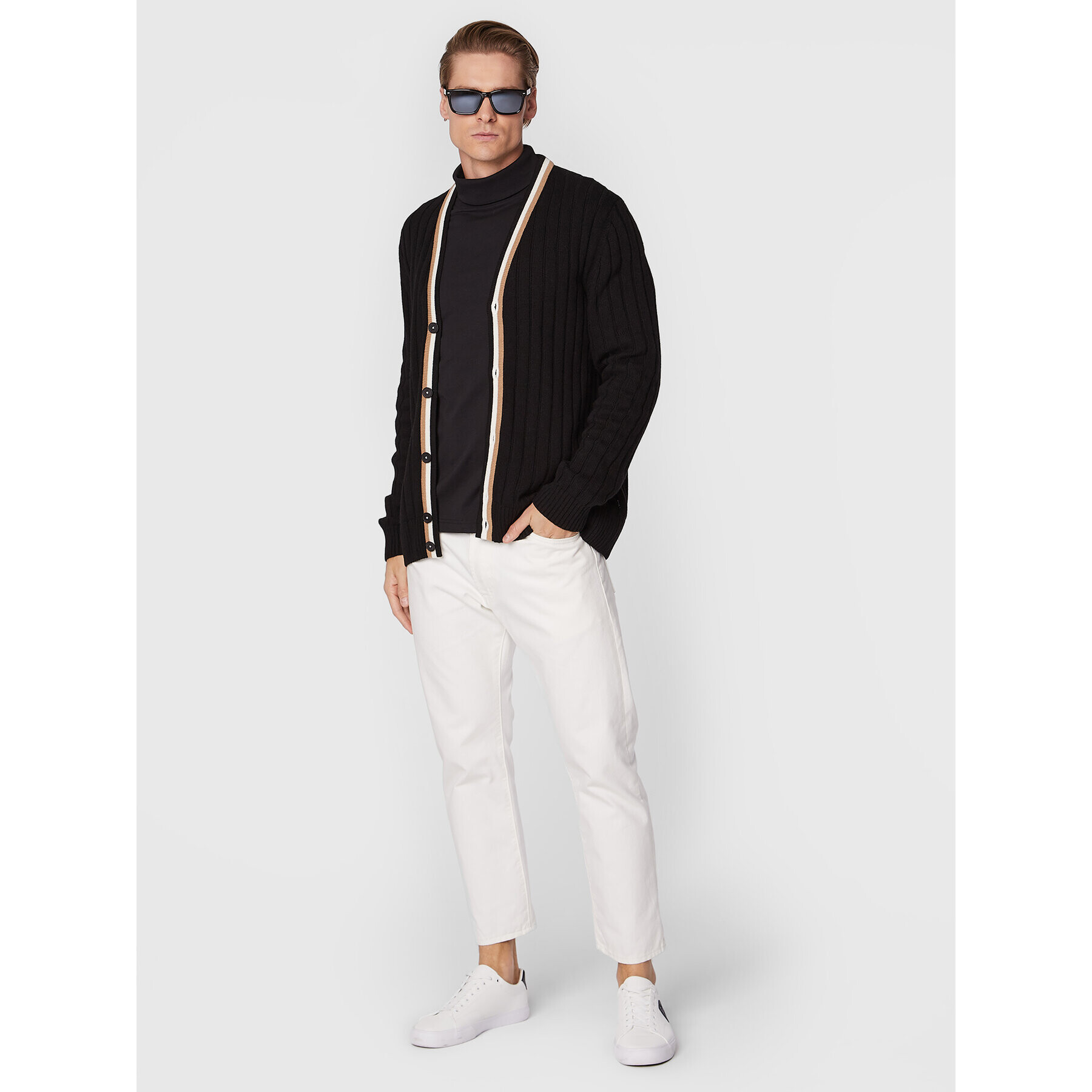 Boss Cardigan Losilvio 50477348 Negru Relaxed Fit - Pled.ro