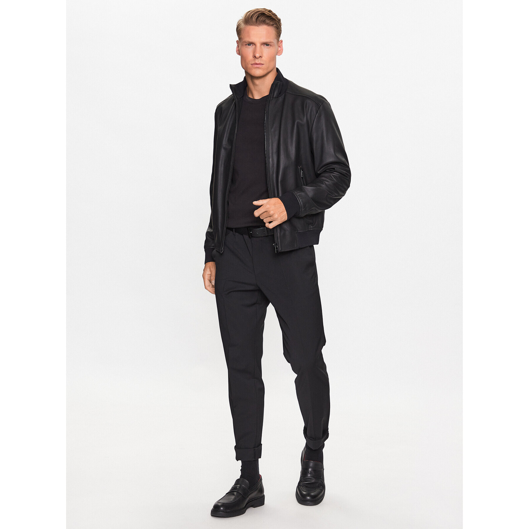 Boss Geacă de piele 50485081 Negru Regular Fit - Pled.ro