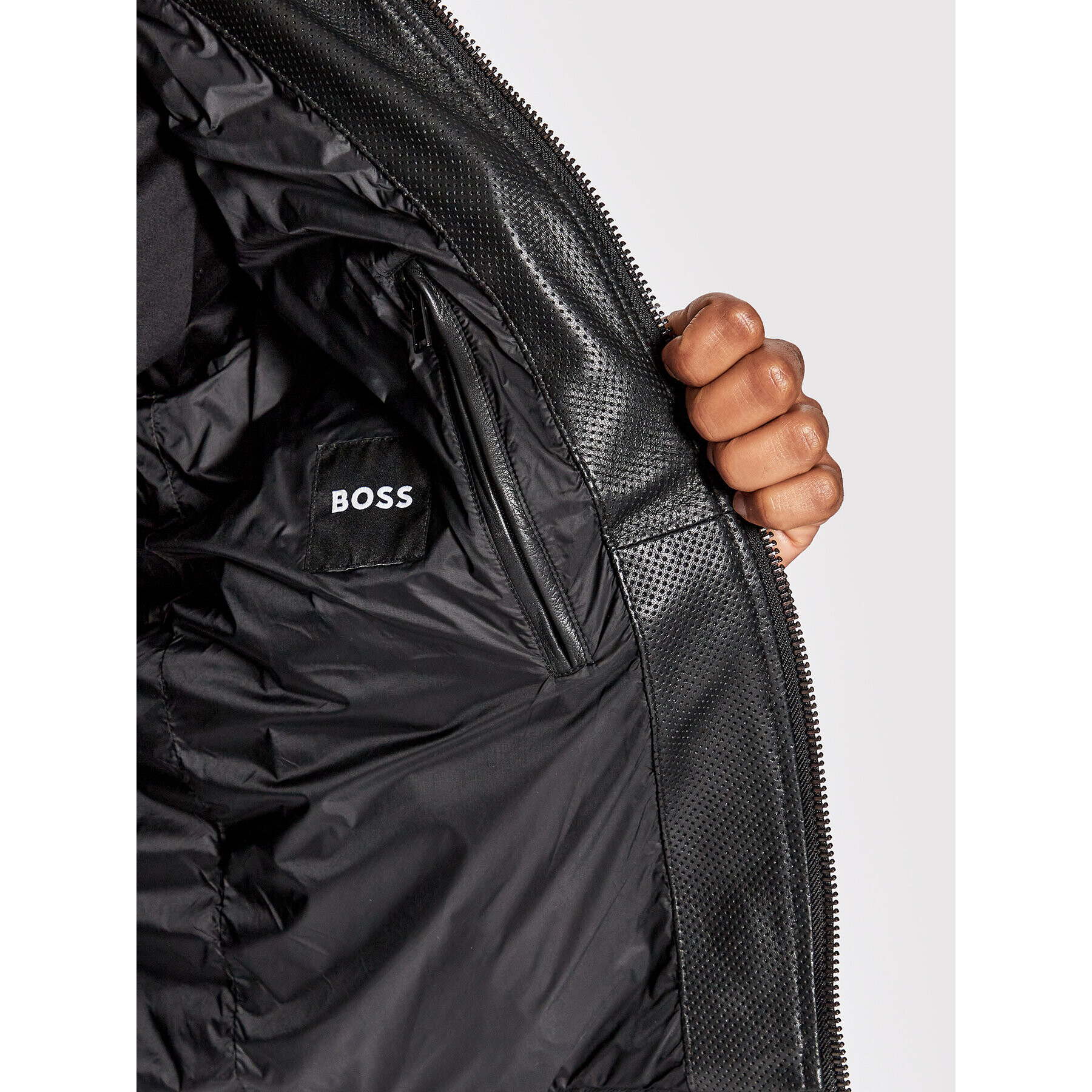 Boss Geacă de piele Malton 50469834 Negru Regular Fit - Pled.ro