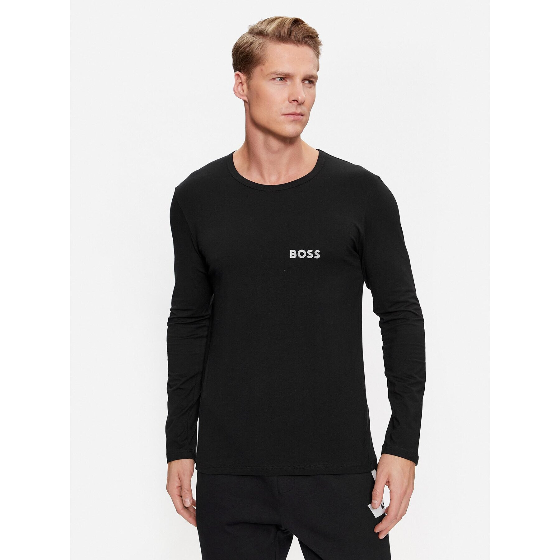 Boss Longsleeve Ls-Shirt Rn Infinity 50499357 Negru Slim Fit - Pled.ro