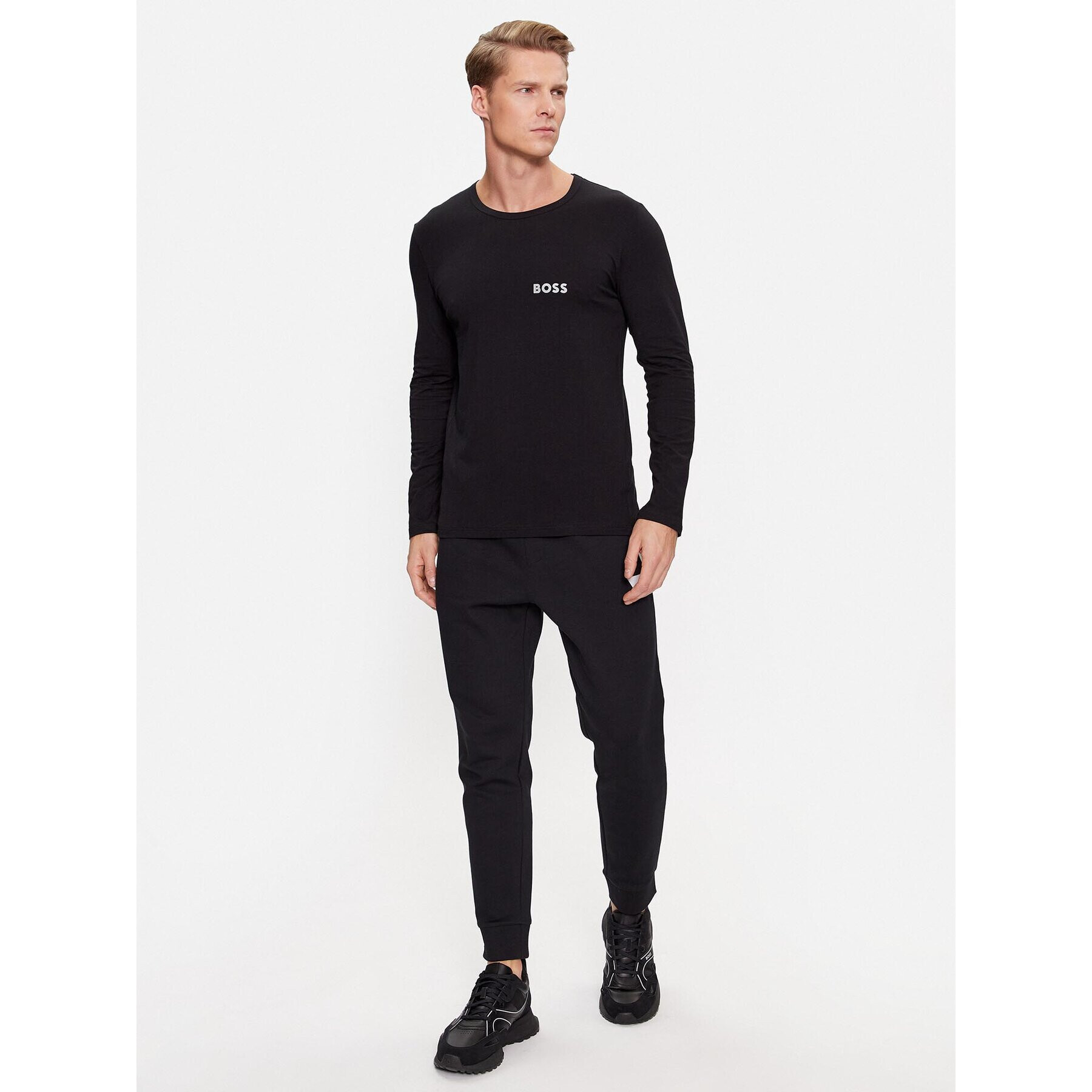 Boss Longsleeve Ls-Shirt Rn Infinity 50499357 Negru Slim Fit - Pled.ro