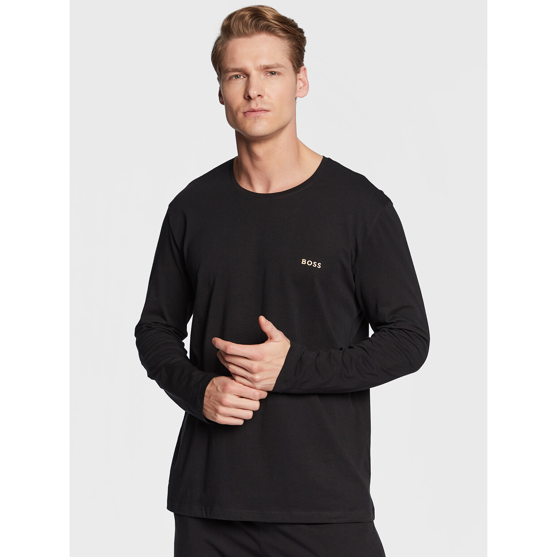 Boss Longsleeve Mix&Match 50480541 Negru Regular Fit - Pled.ro