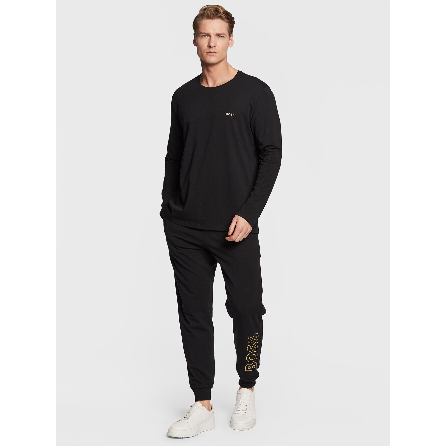 Boss Longsleeve Mix&Match 50480541 Negru Regular Fit - Pled.ro