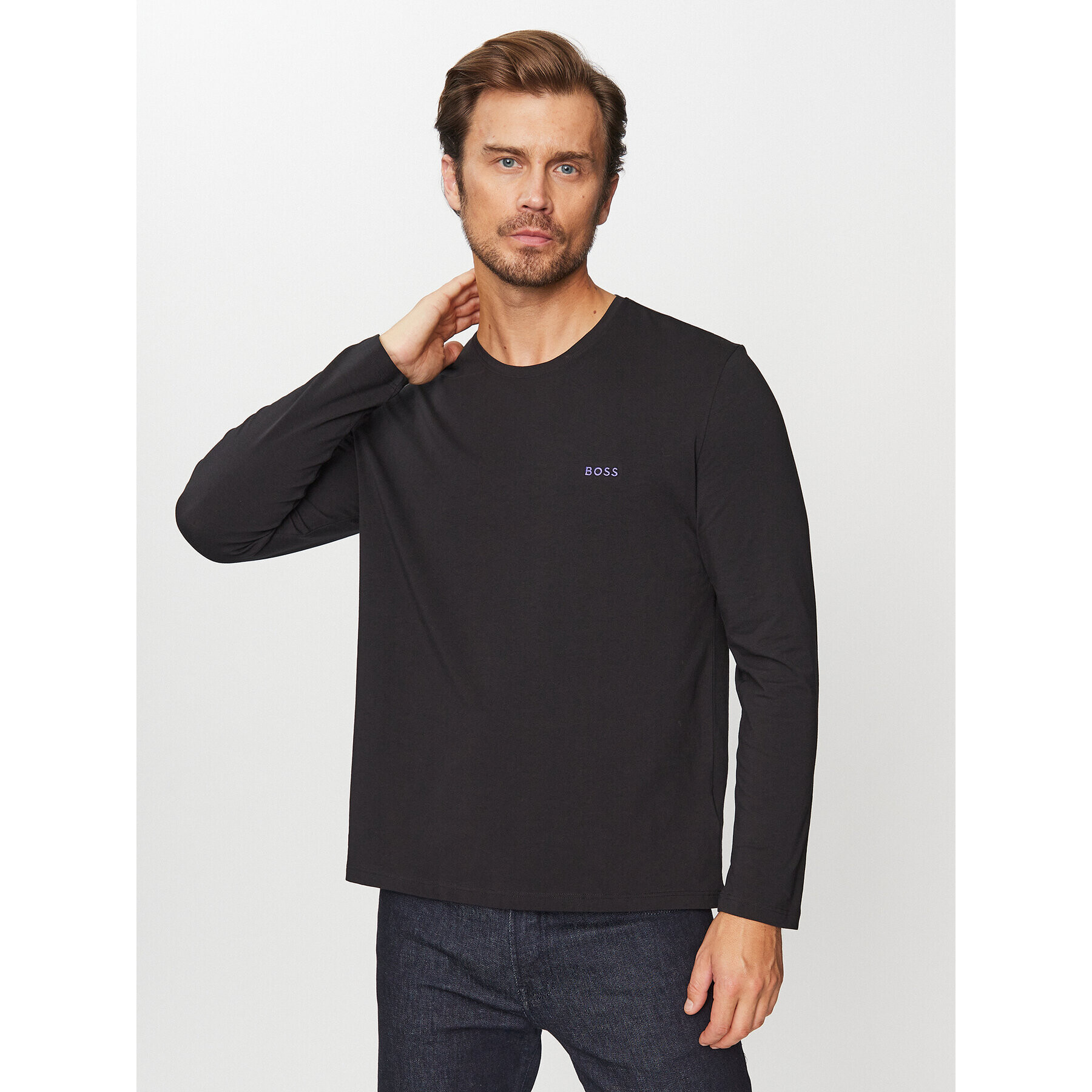 Boss Longsleeve Mix&Match 50480541 Negru Regular Fit - Pled.ro