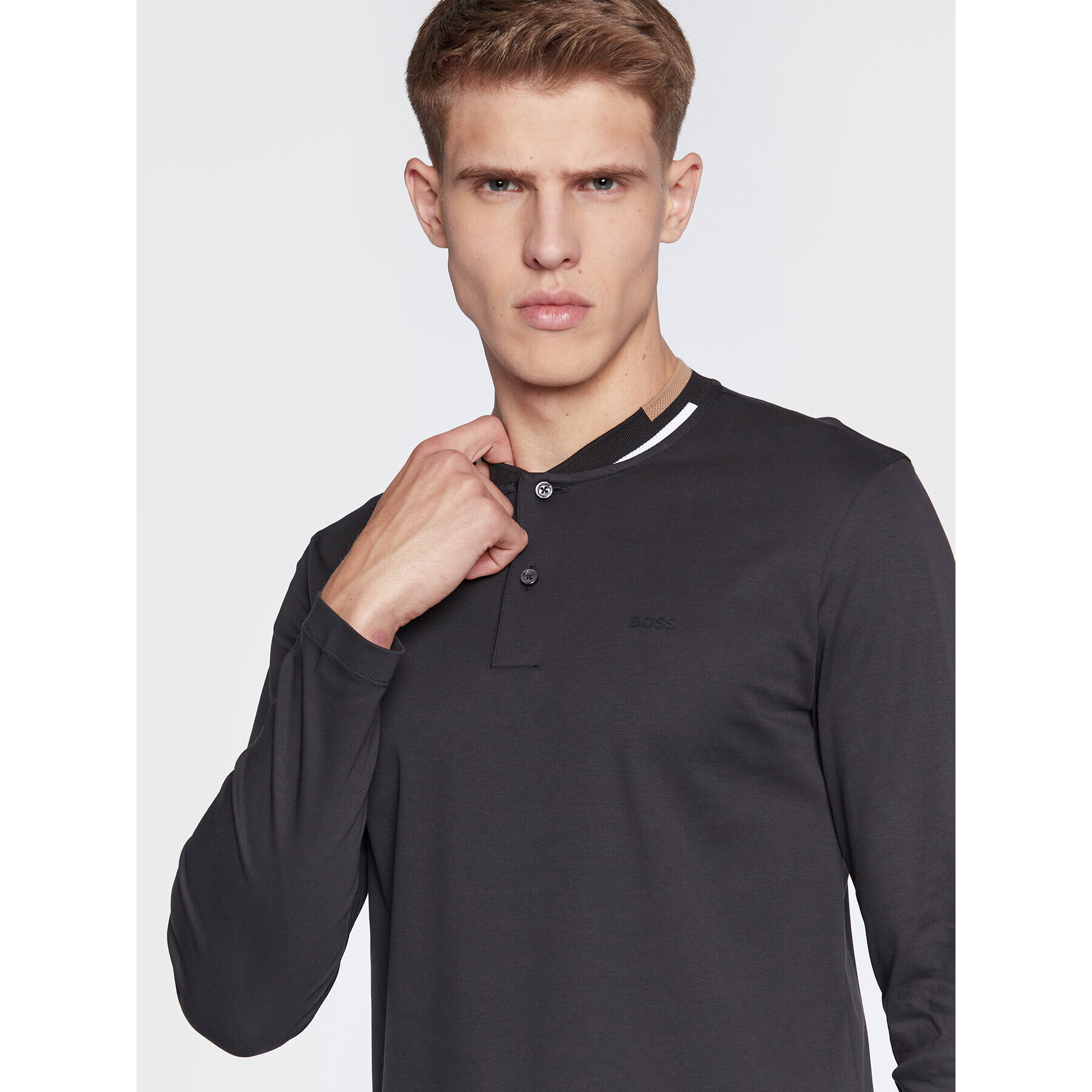 Boss Longsleeve Pal 18 50477284 Negru Slim Fit - Pled.ro