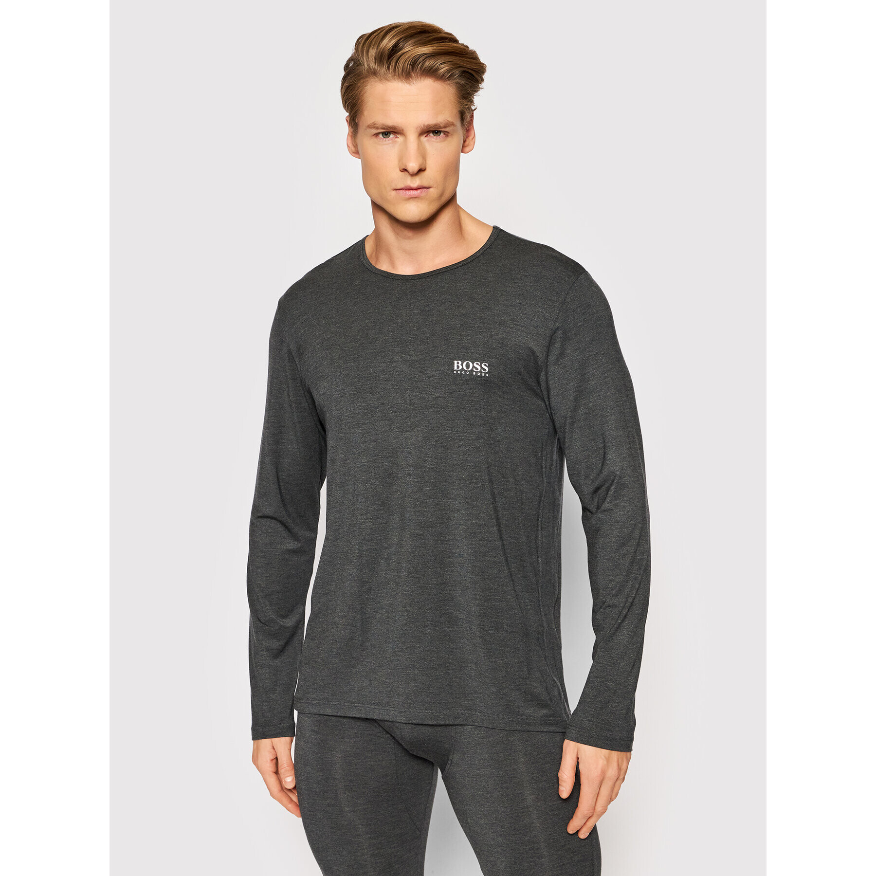 Boss Longsleeve RN Thermal + 50462448 Gri Slim Fit - Pled.ro