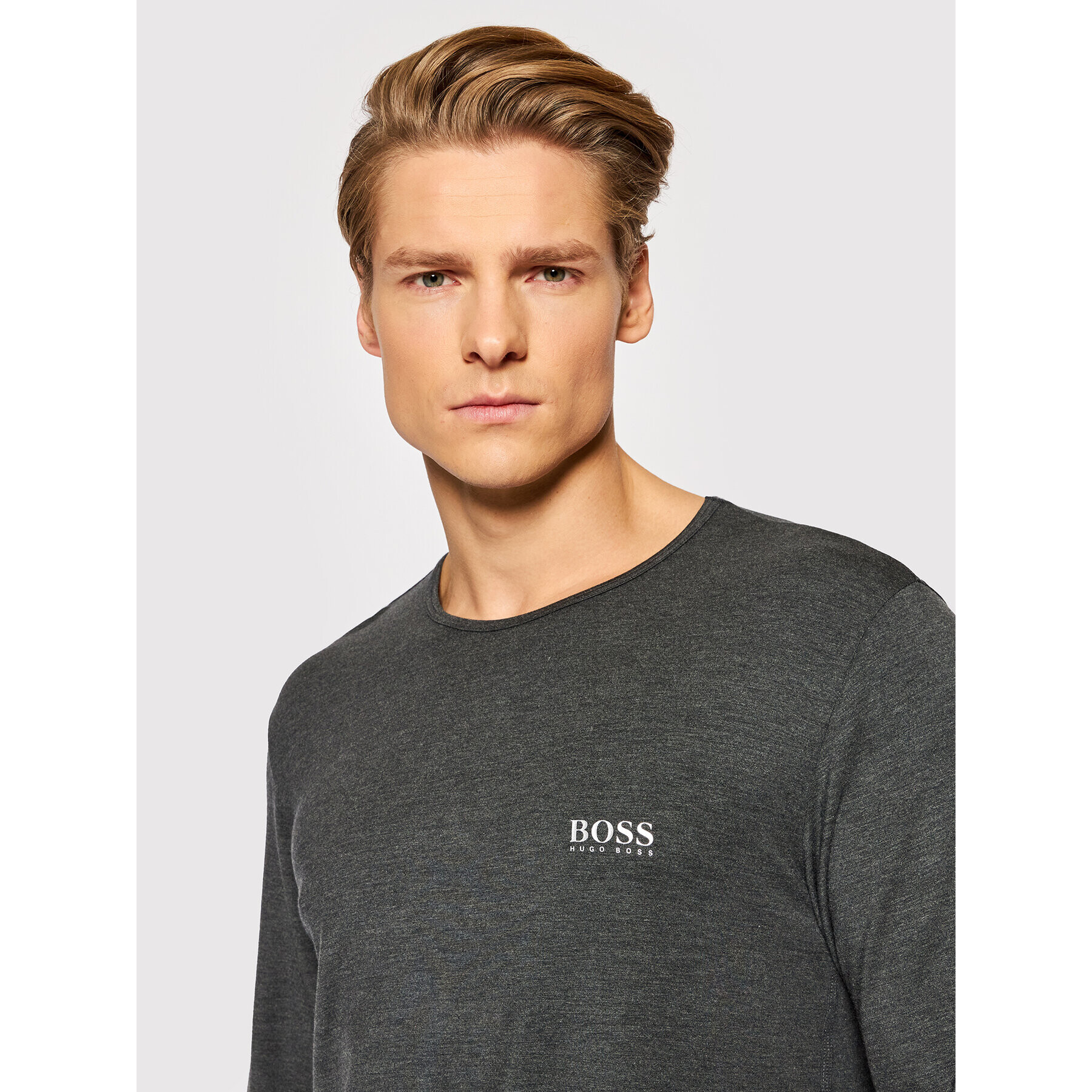 Boss Longsleeve RN Thermal + 50462448 Gri Slim Fit - Pled.ro