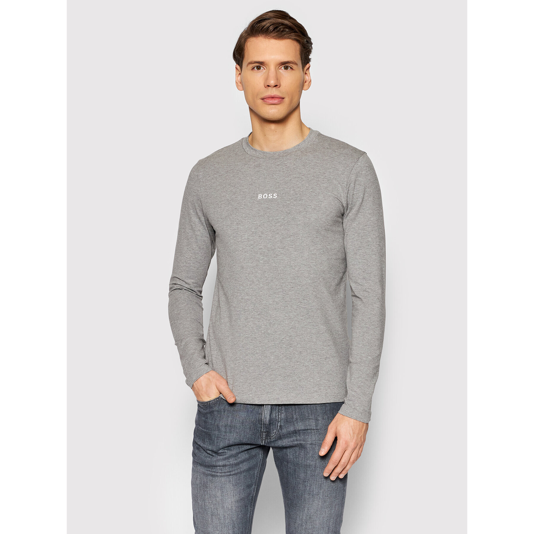 Boss Longsleeve Tchark 1 50462807 Gri Regular Fit - Pled.ro