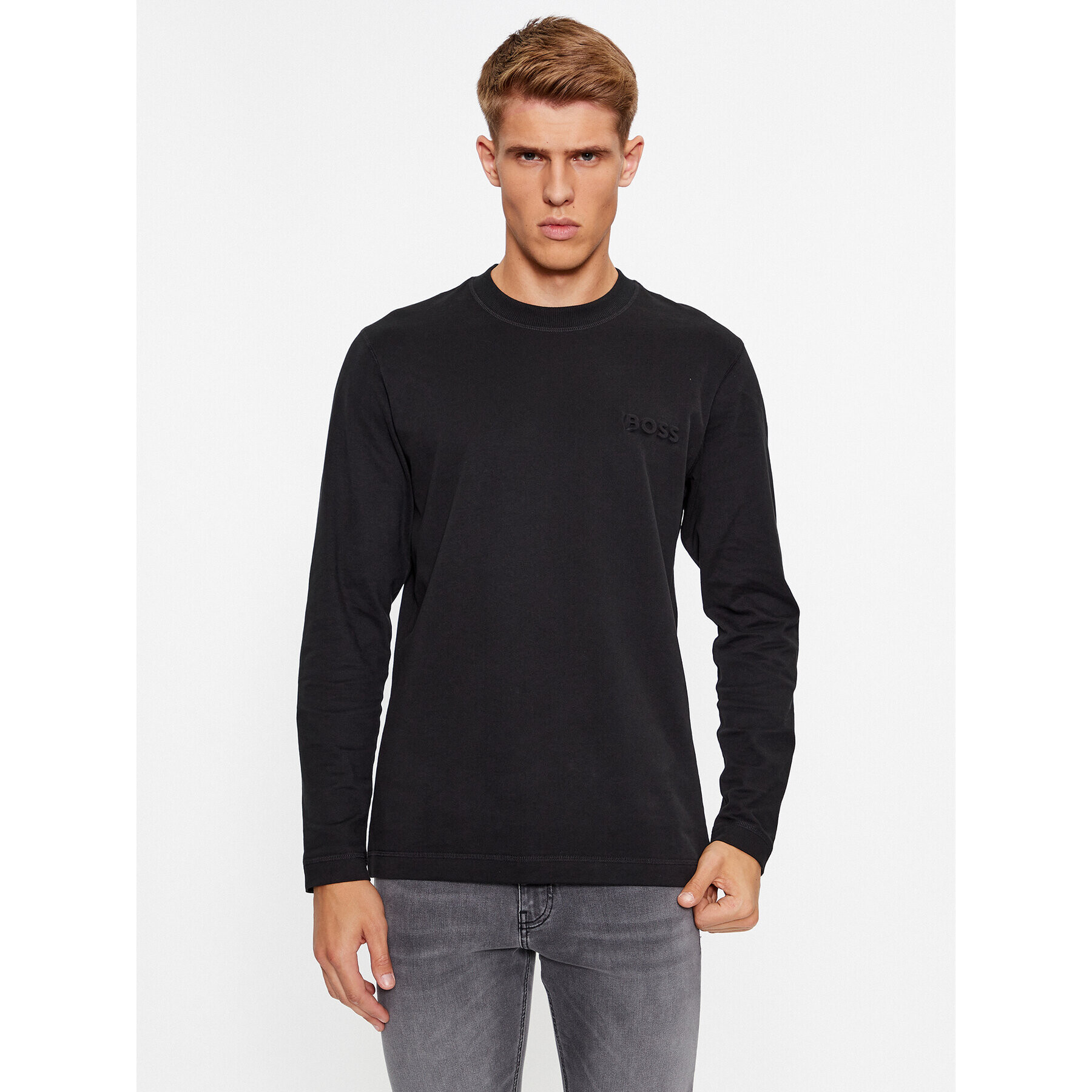 Boss Longsleeve Teebasiclong 50499276 Negru Regular Fit - Pled.ro