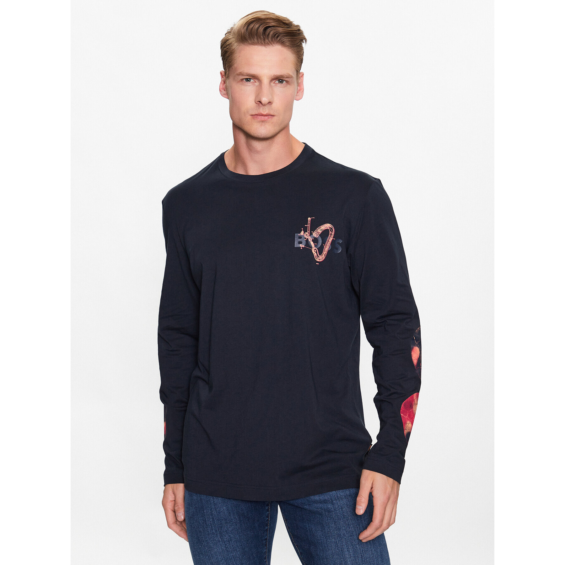 Boss Longsleeve Teecarabine 50491750 Bleumarin Relaxed Fit - Pled.ro