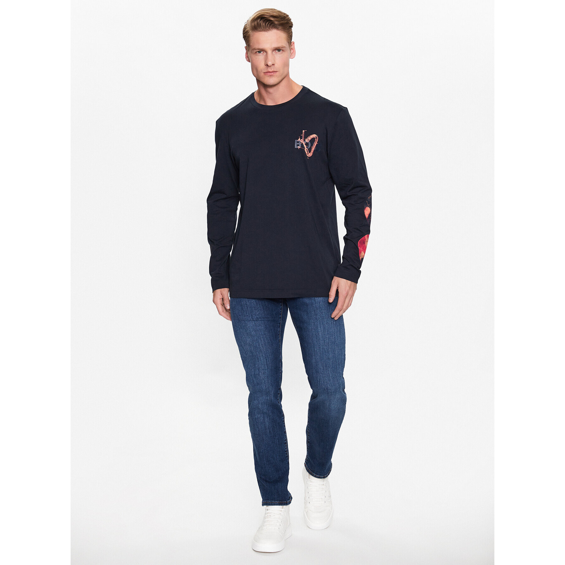 Boss Longsleeve Teecarabine 50491750 Bleumarin Relaxed Fit - Pled.ro