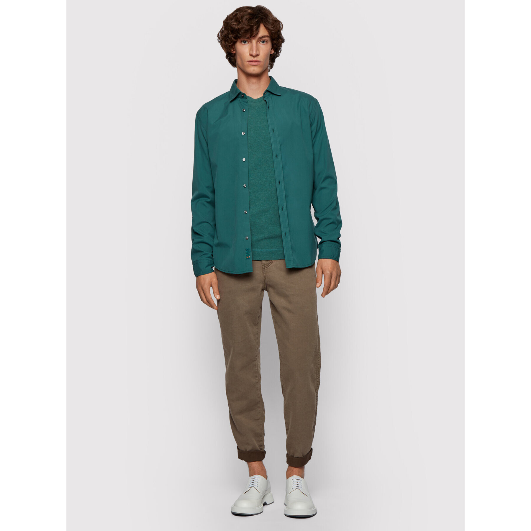 Boss Longsleeve Tempest 50401846 Verde Slim Fit - Pled.ro