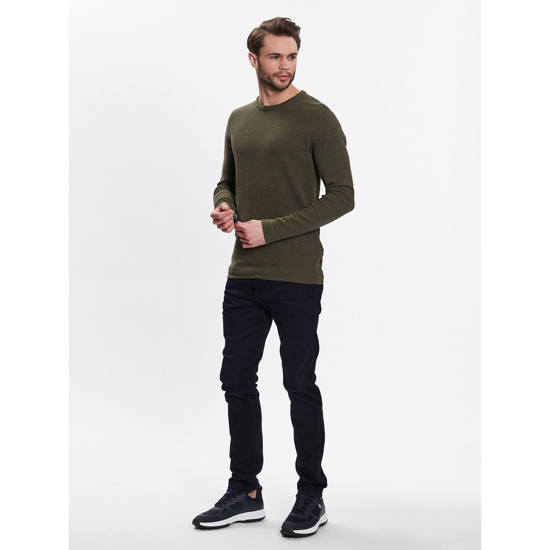 Boss Longsleeve Tempest 50472309 Verde Slim Fit - Pled.ro