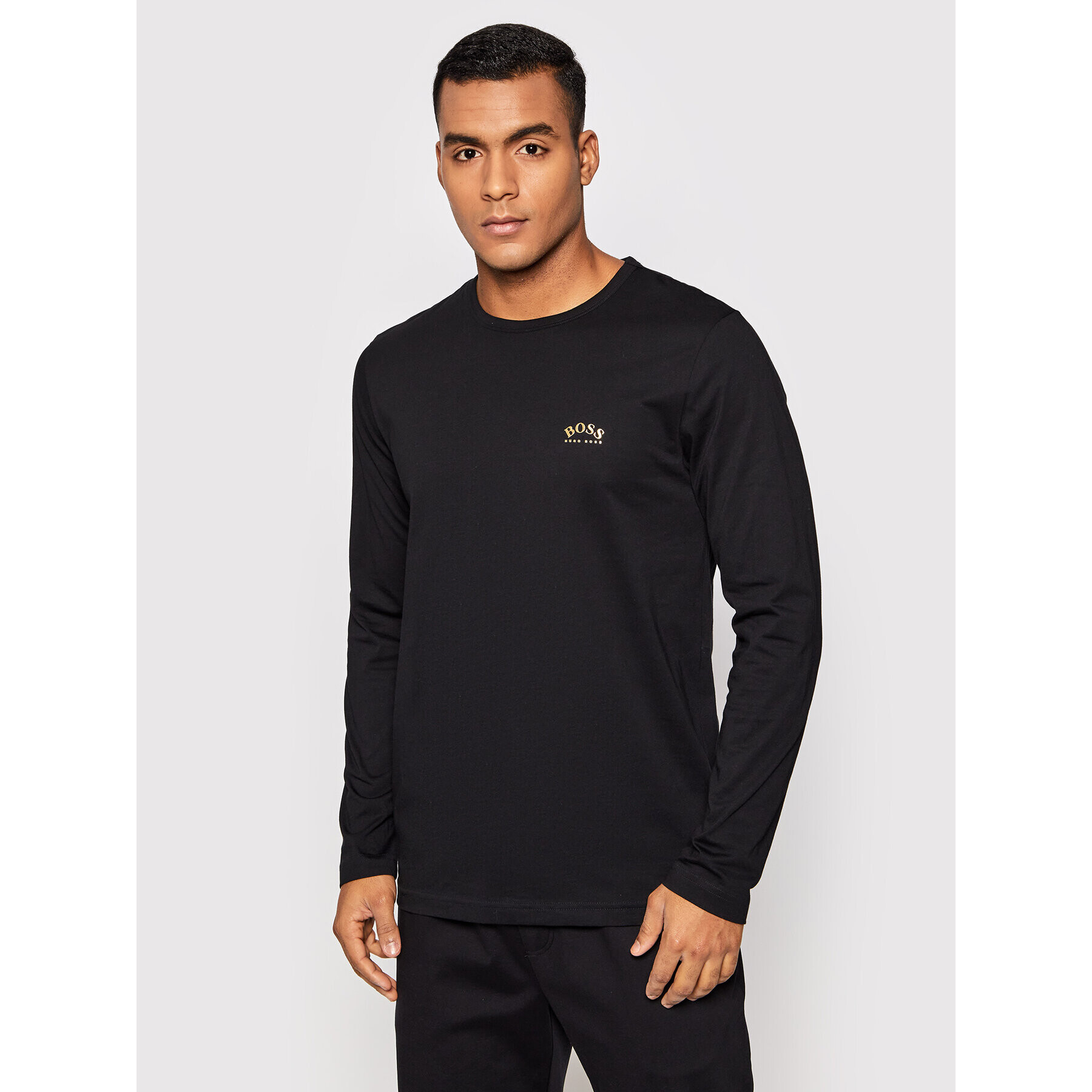 Boss Longsleeve Togn Curved 50436179 Negru Regular Fit - Pled.ro