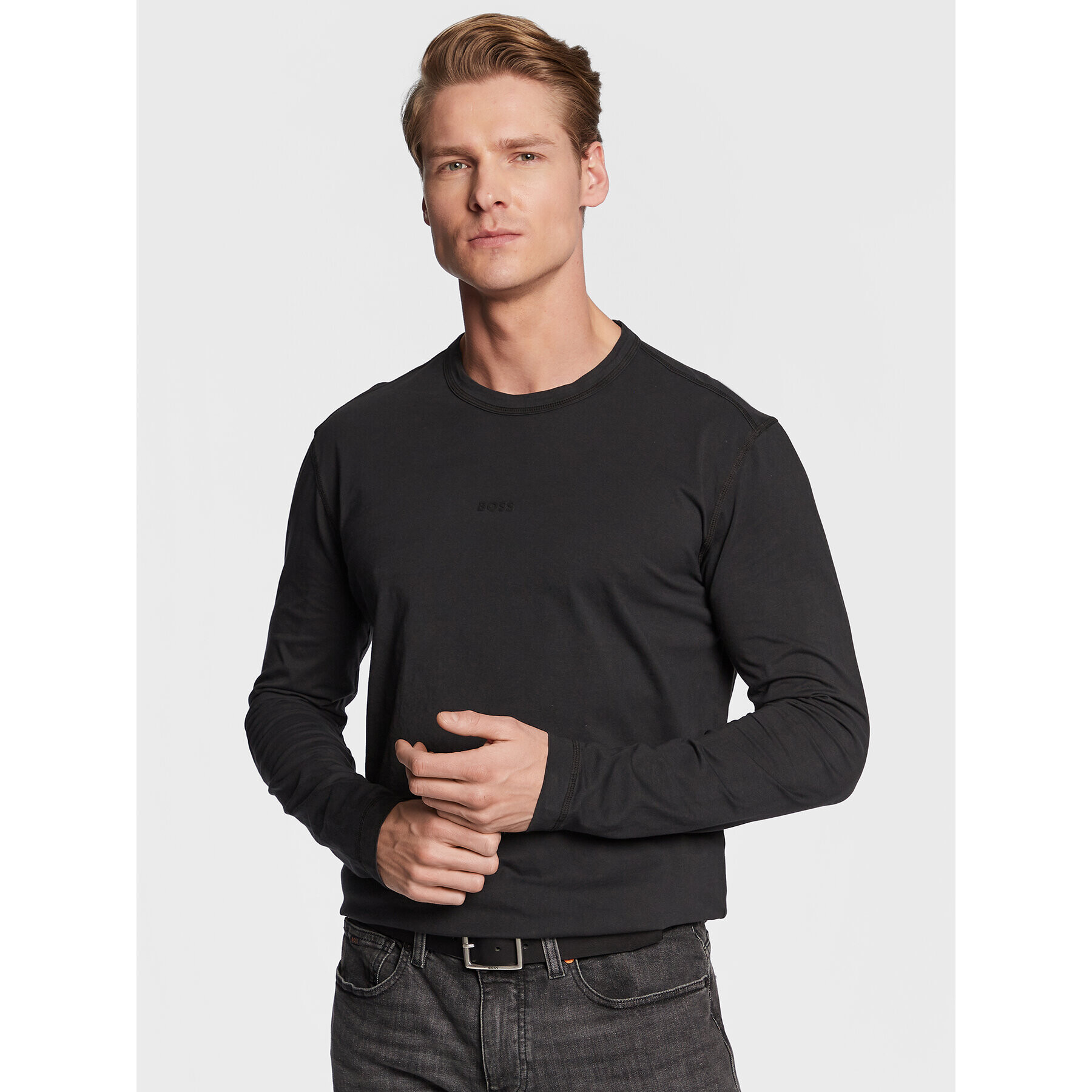 Boss Longsleeve Tokkslong Negru Regular Fit - Pled.ro