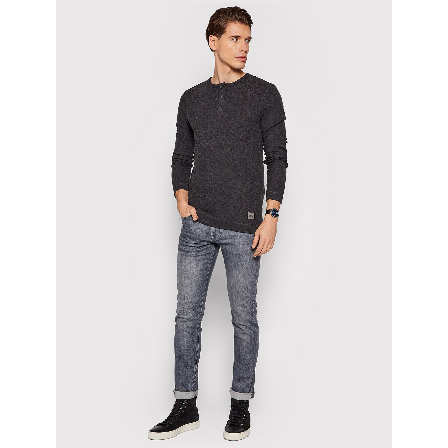 Boss Longsleeve Trix 1 50462821 Gri Slim Fit - Pled.ro