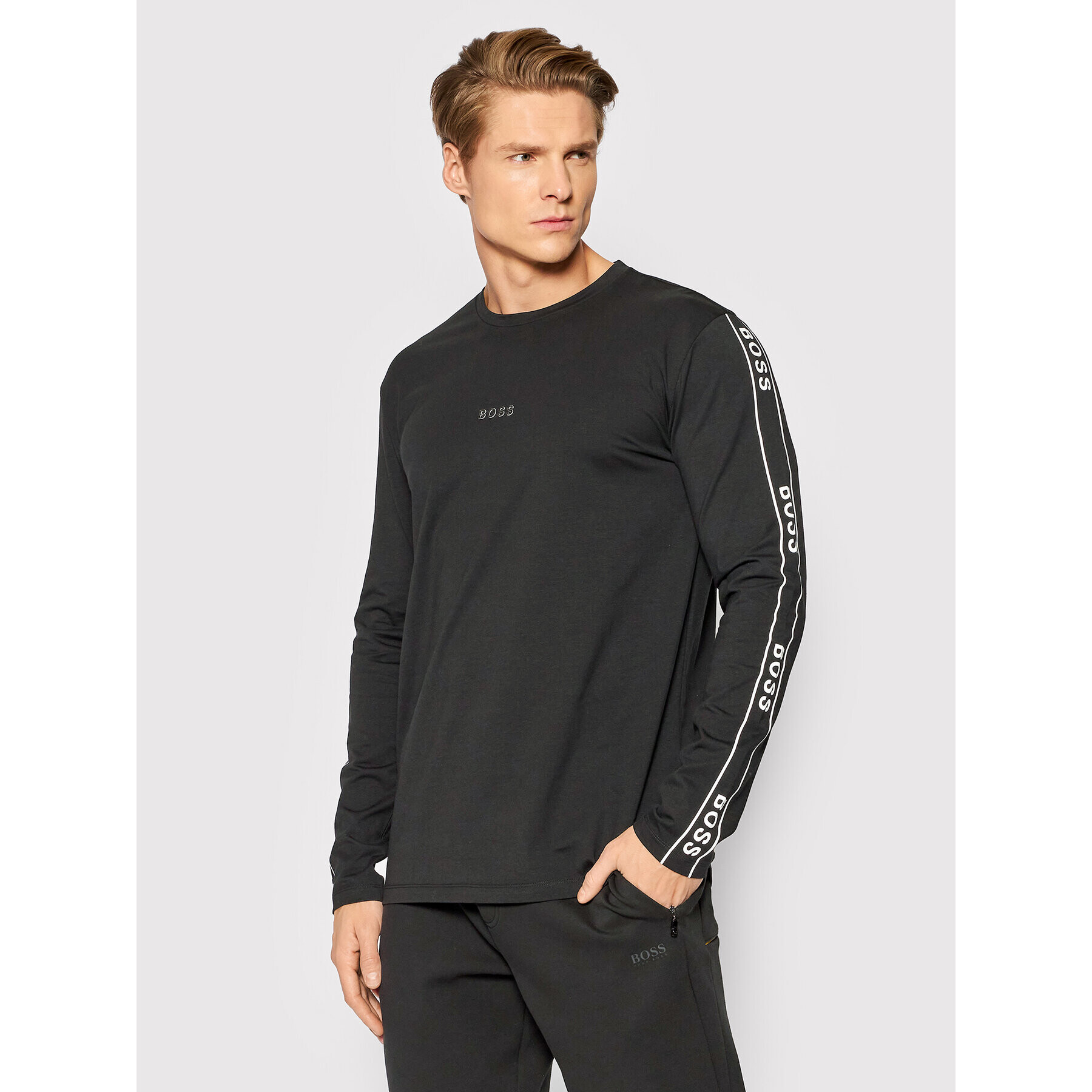 Boss Longsleeve Twrapped 50465683 Negru Regular Fit - Pled.ro