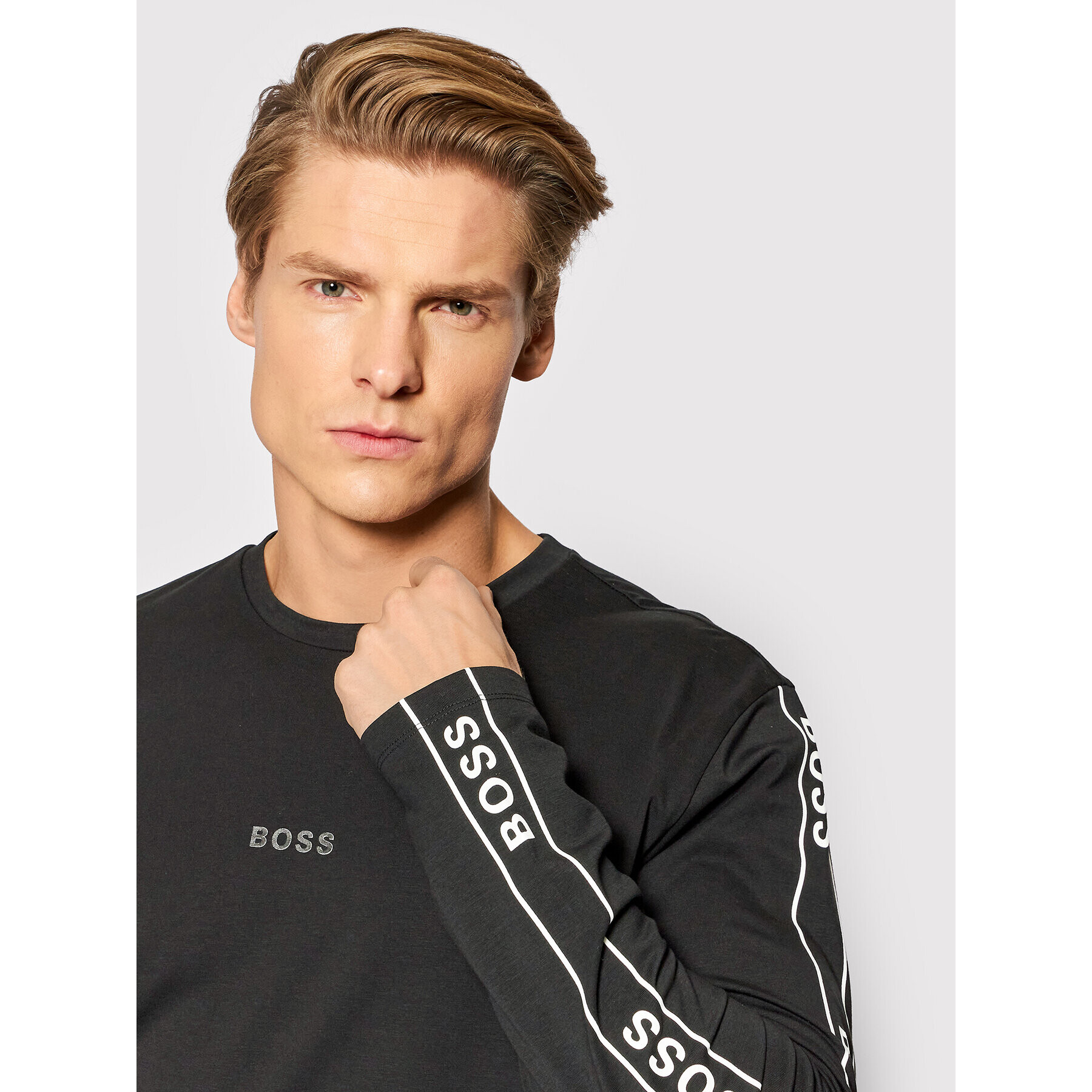 Boss Longsleeve Twrapped 50465683 Negru Regular Fit - Pled.ro