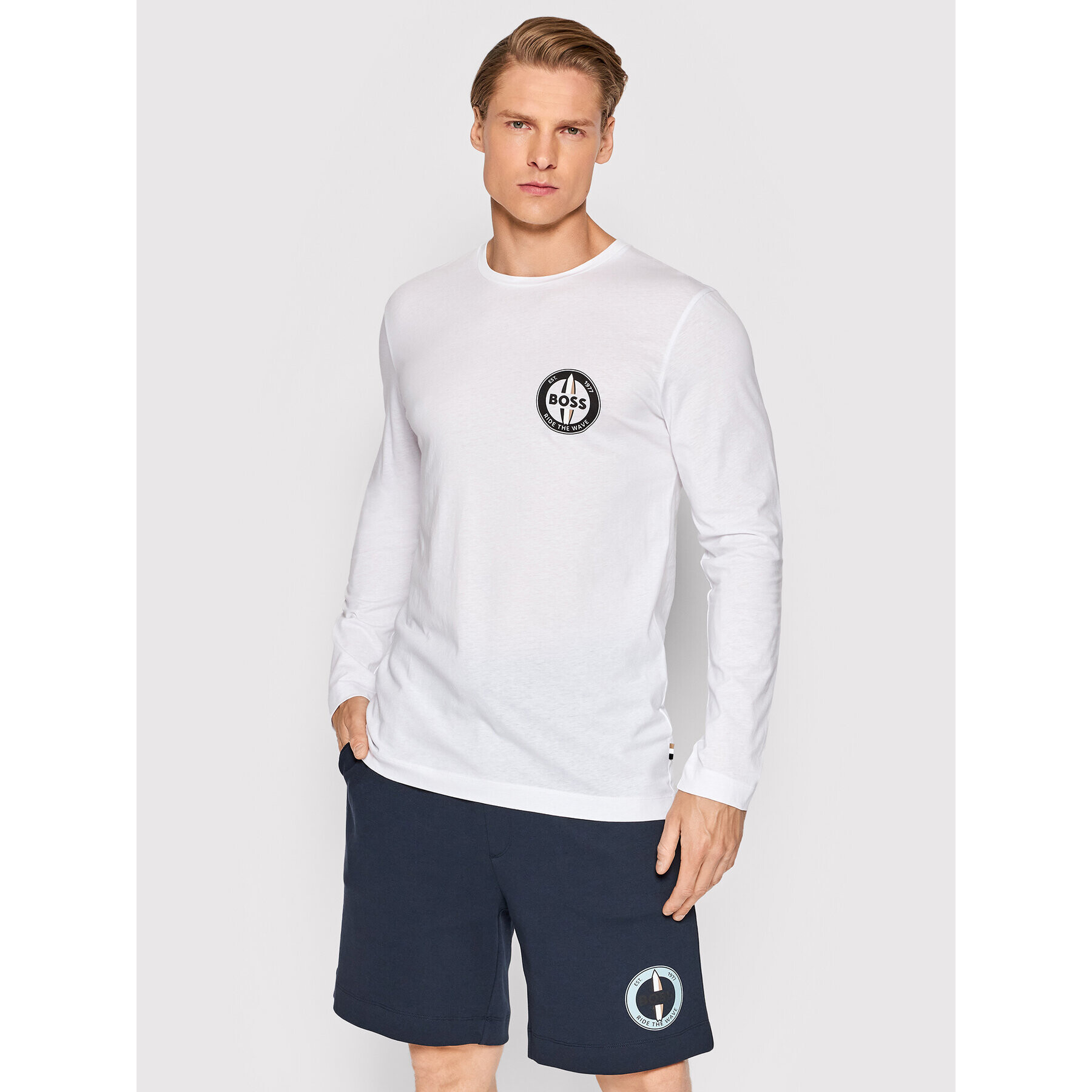 Boss Longsleeve Tyrec 50469225 Alb Regular Fit - Pled.ro