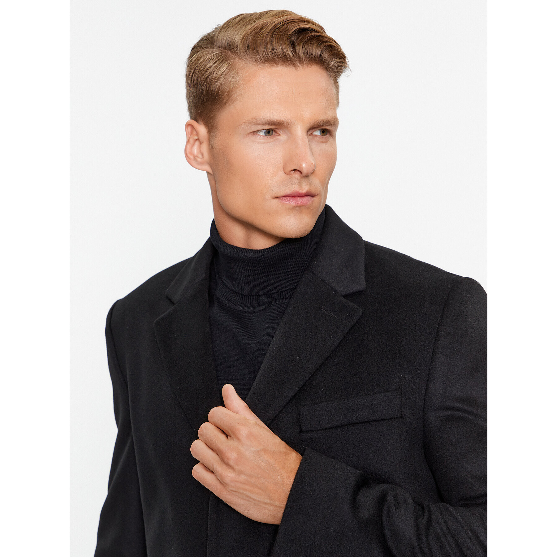 Boss Palton de lână H-Hyde-234 50502327 Negru Slim Fit - Pled.ro