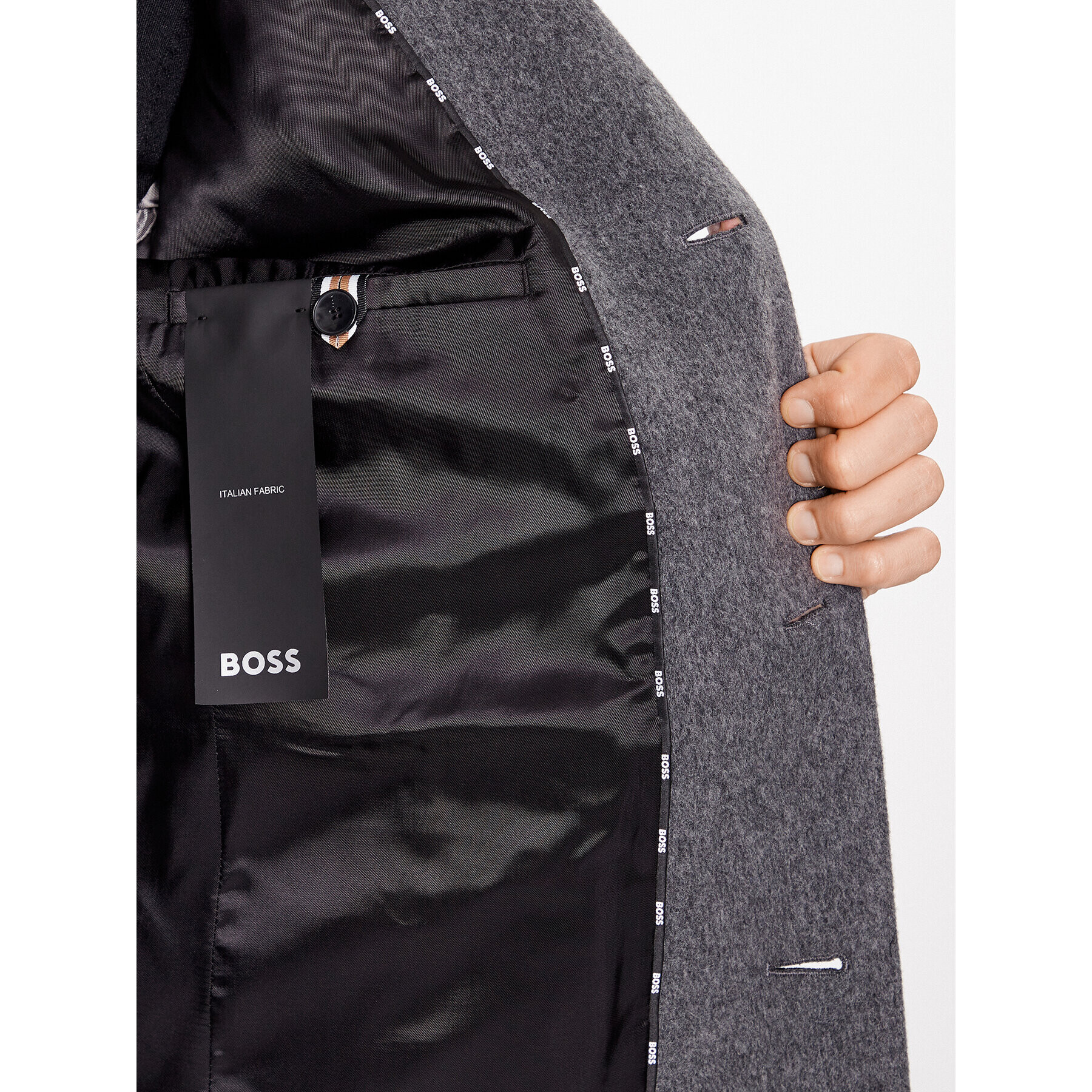 Boss Palton de lână H-Hyde-C-224 50485199 Gri Regular Fit - Pled.ro