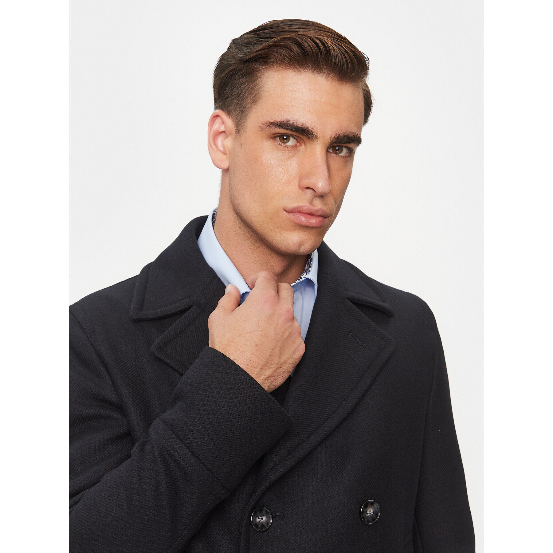 Boss Palton de lână H-Hyde-Pcoat-234 50502282 Bleumarin Relaxed Fit - Pled.ro