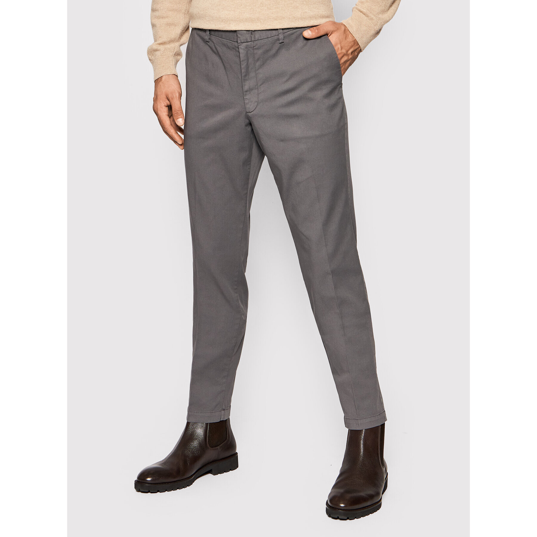 Boss Pantaloni chino Delaware3-1-20 50458294 Gri Slim Fit - Pled.ro