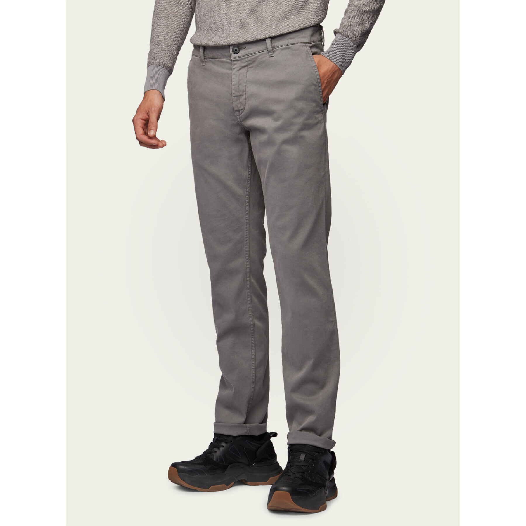 Boss Pantaloni chino Schino 50379154 Gri Regular Fit - Pled.ro