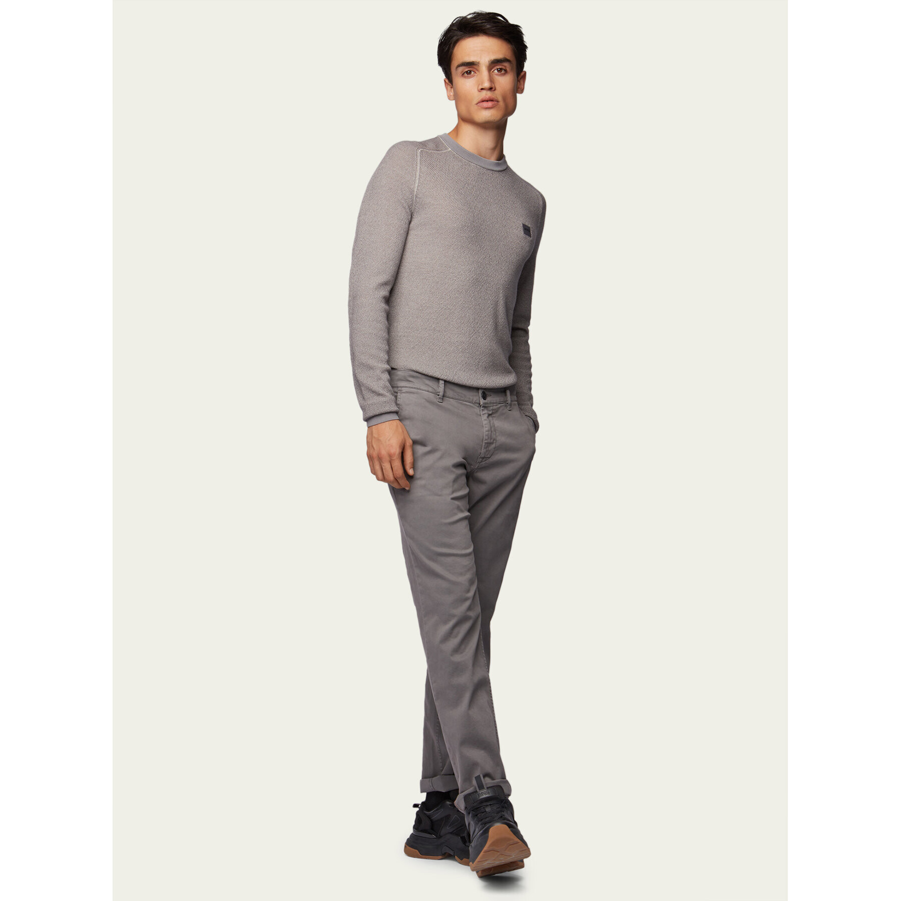 Boss Pantaloni chino Schino 50379154 Gri Regular Fit - Pled.ro