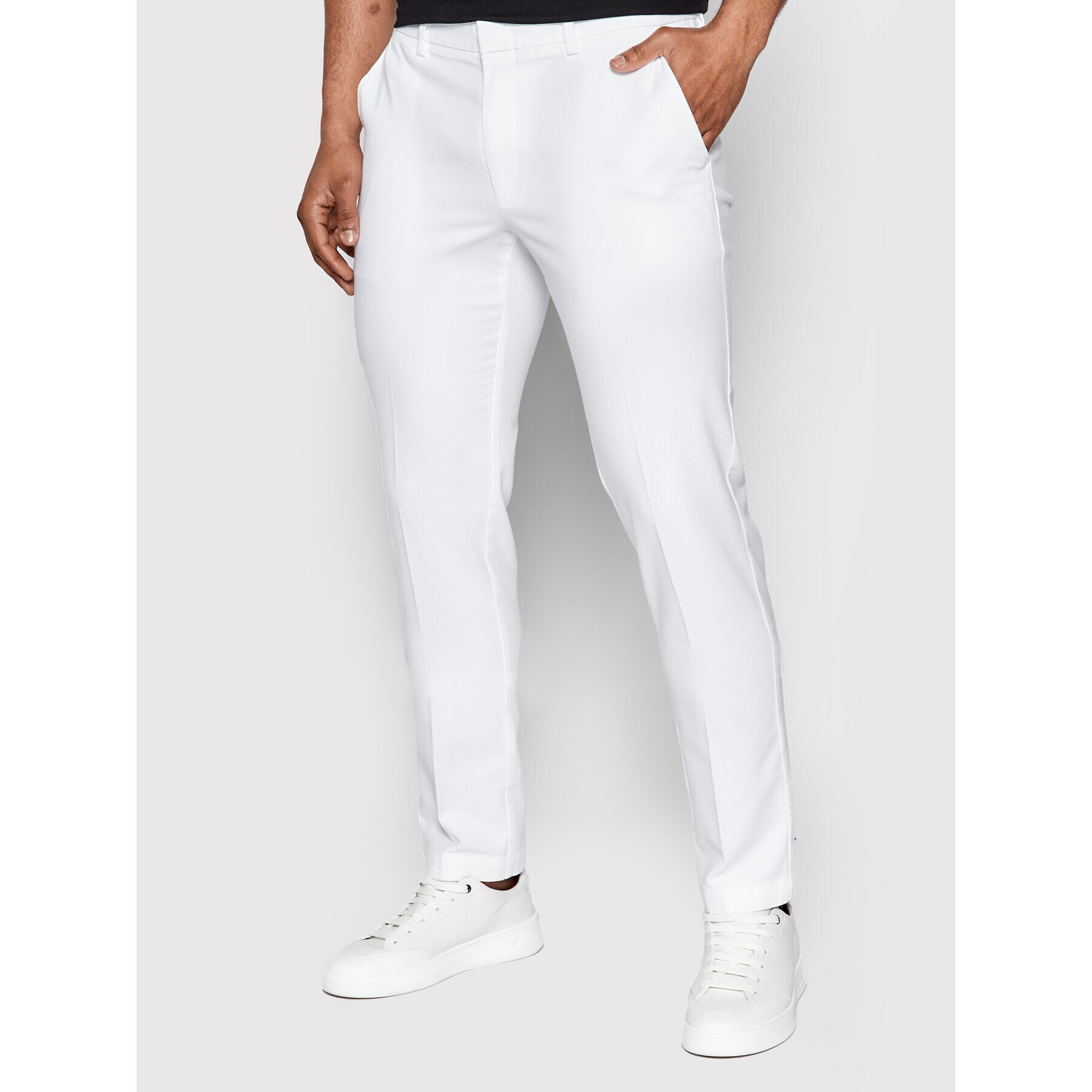 Boss Pantaloni din material Kaito 1 50472711 Alb Slim Fit - Pled.ro