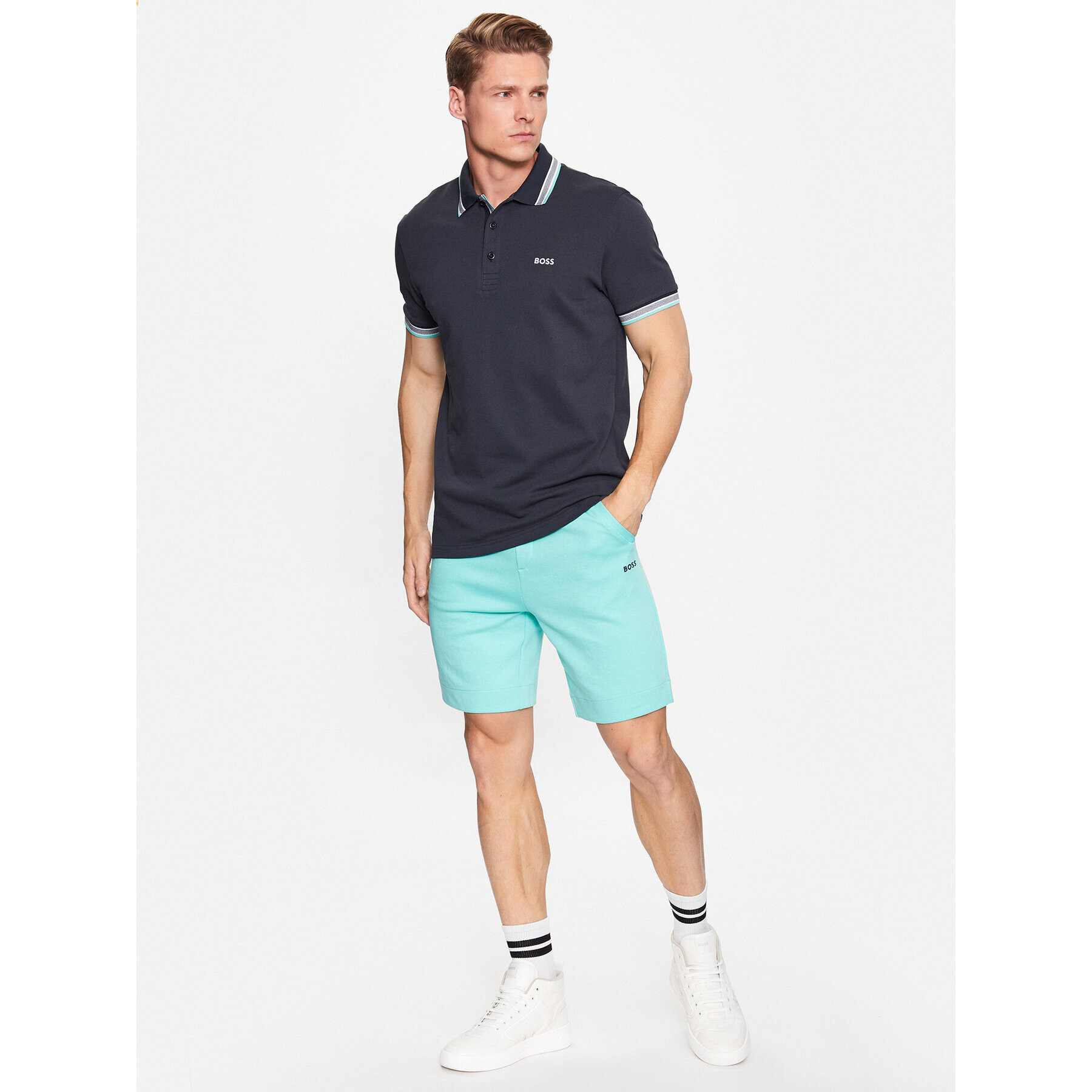 Boss Pantaloni scurți sport 50497184 Verde Regular Fit - Pled.ro