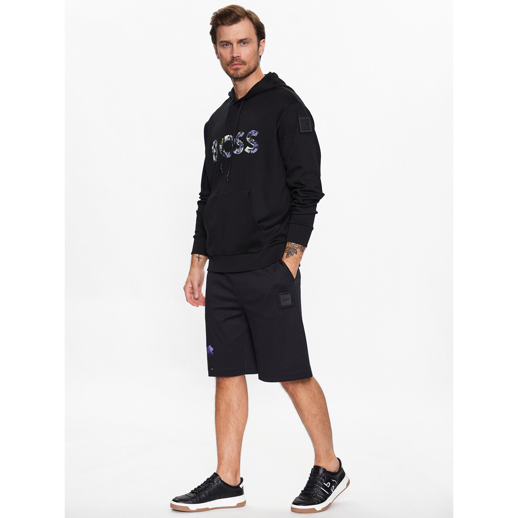 Boss Pantaloni scurți sport Headlo Lotus 50488823 Negru Regular Fit - Pled.ro