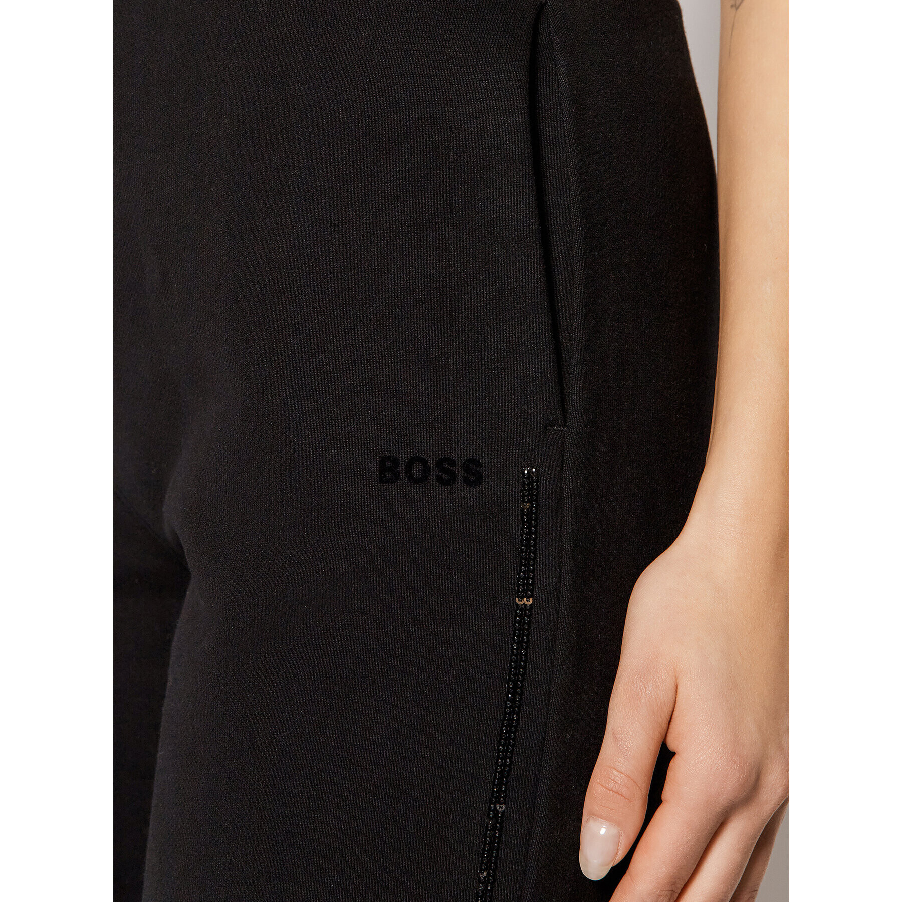 Boss Pantaloni trening C_Ejoy_Sequin 50465682 Negru Regular Fit - Pled.ro