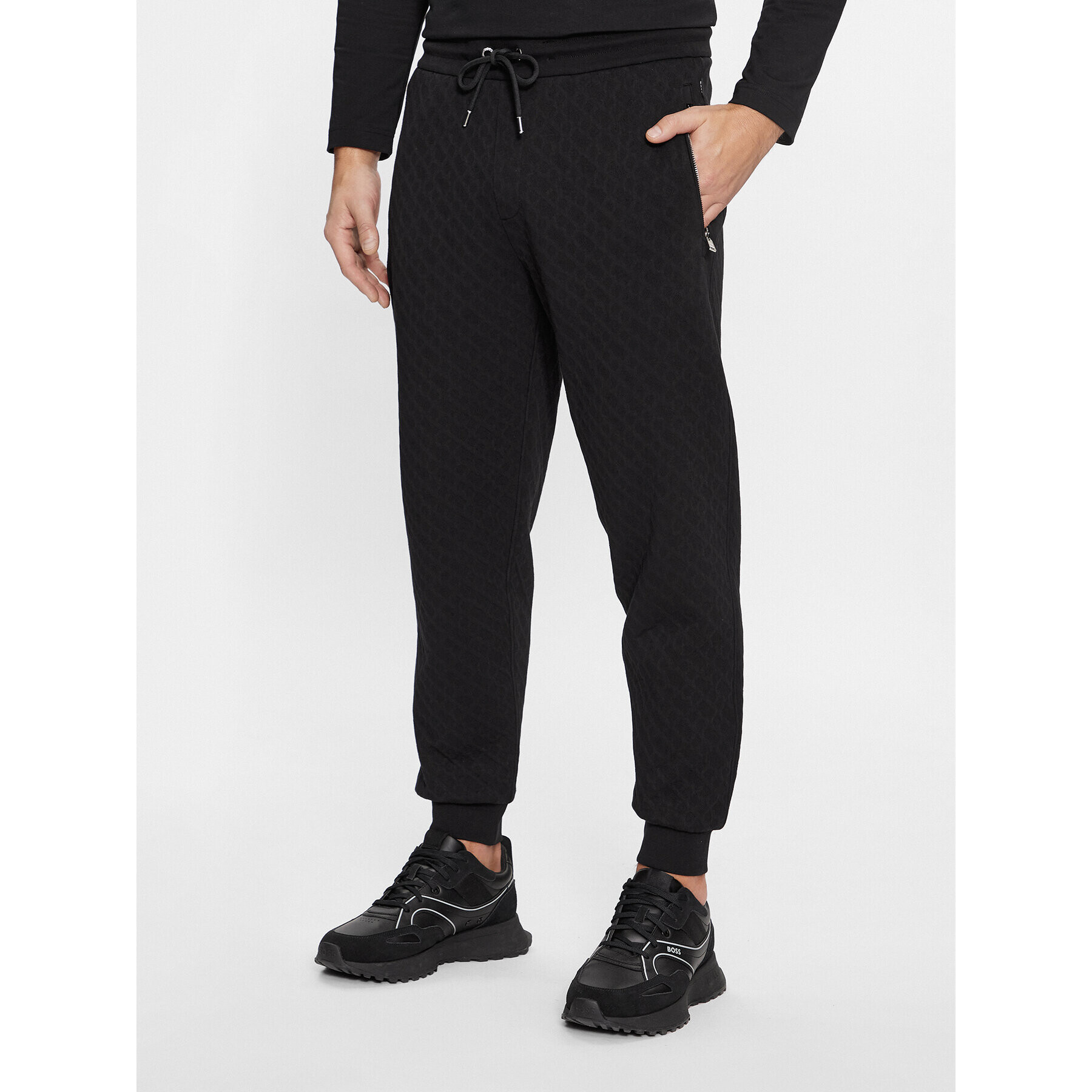 Boss Pantaloni trening Levete 01 50498852 Negru Regular Fit - Pled.ro