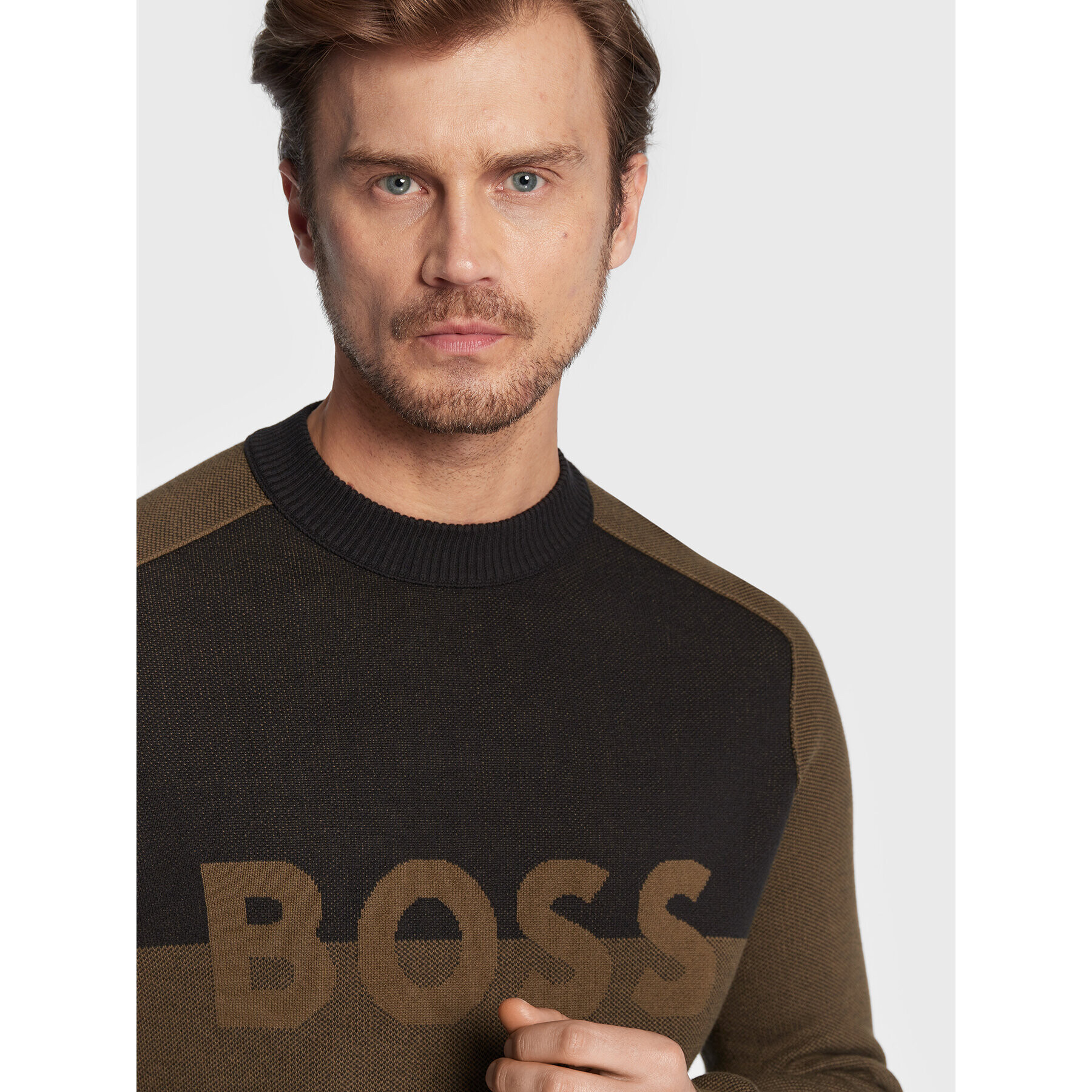 Boss Pulover Asave 50474884 Verde Regular Fit - Pled.ro