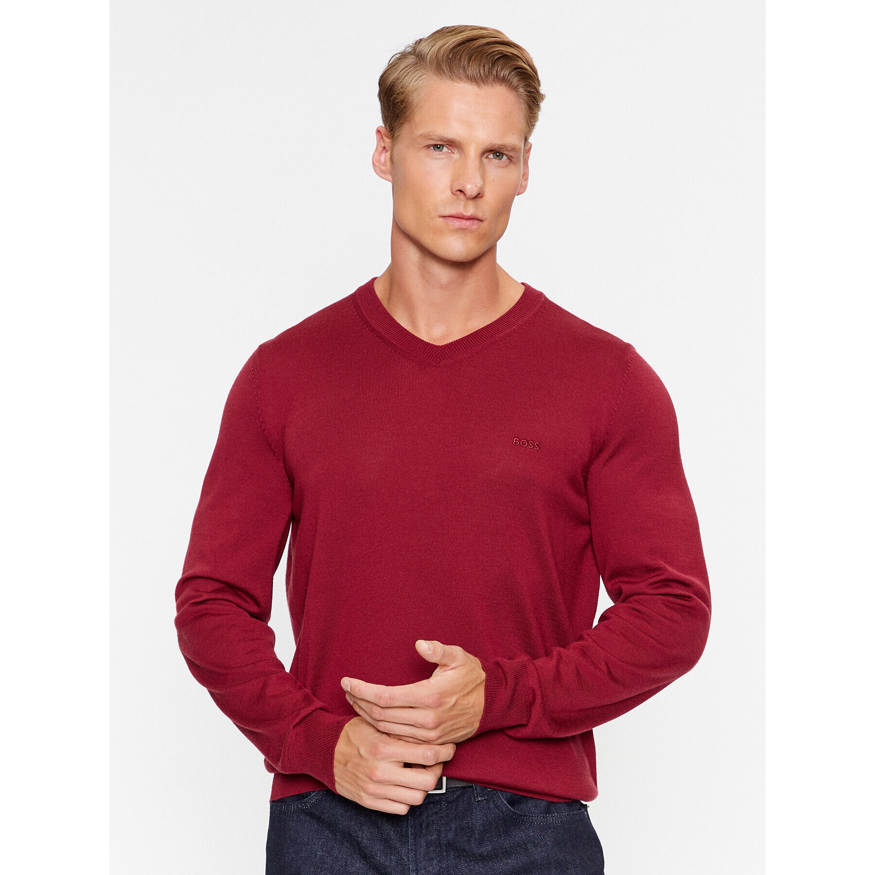 Boss Pulover Baram-L 50476363 Vișiniu Regular Fit - Pled.ro