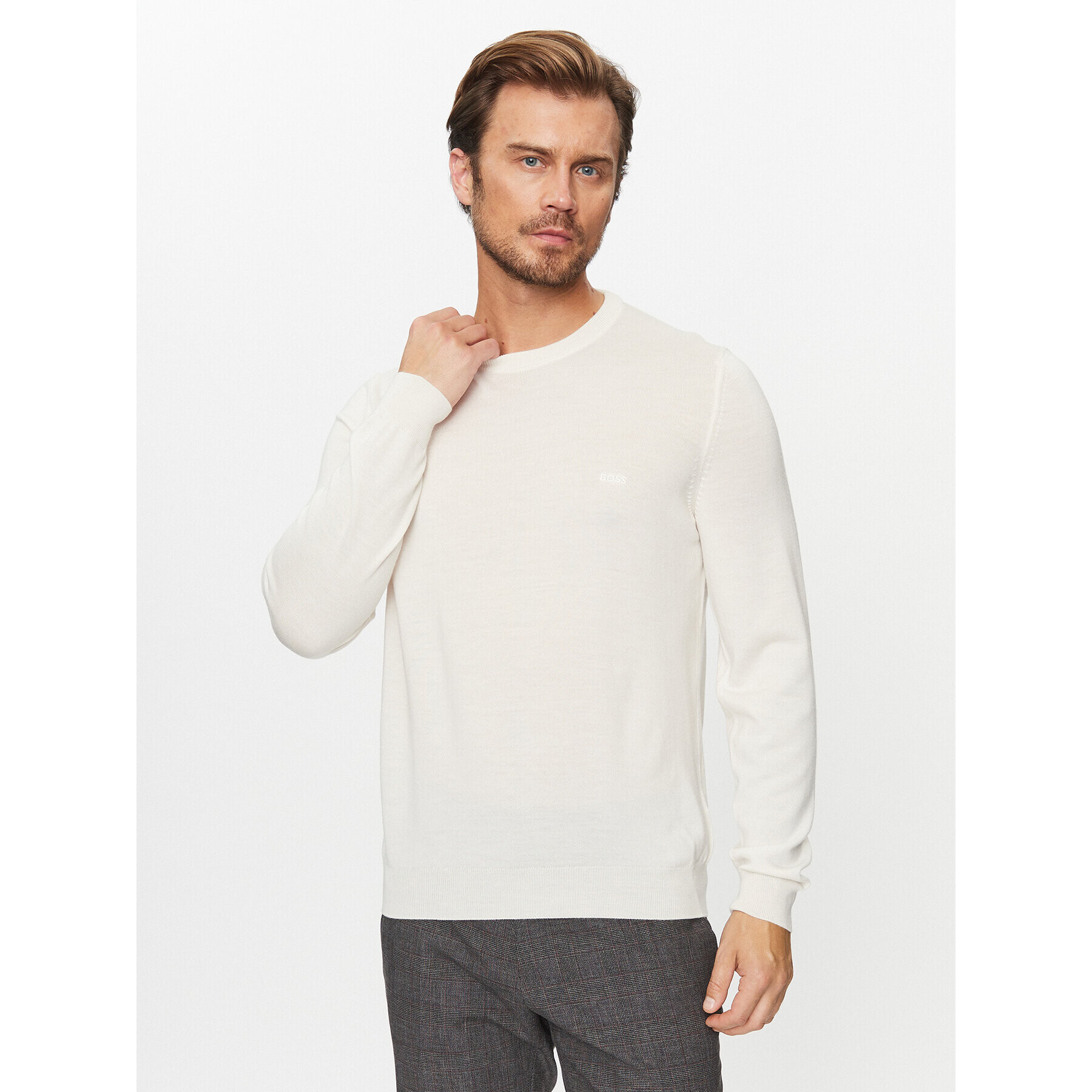 Boss Pulover Botto-L 50476364 Écru Regular Fit - Pled.ro