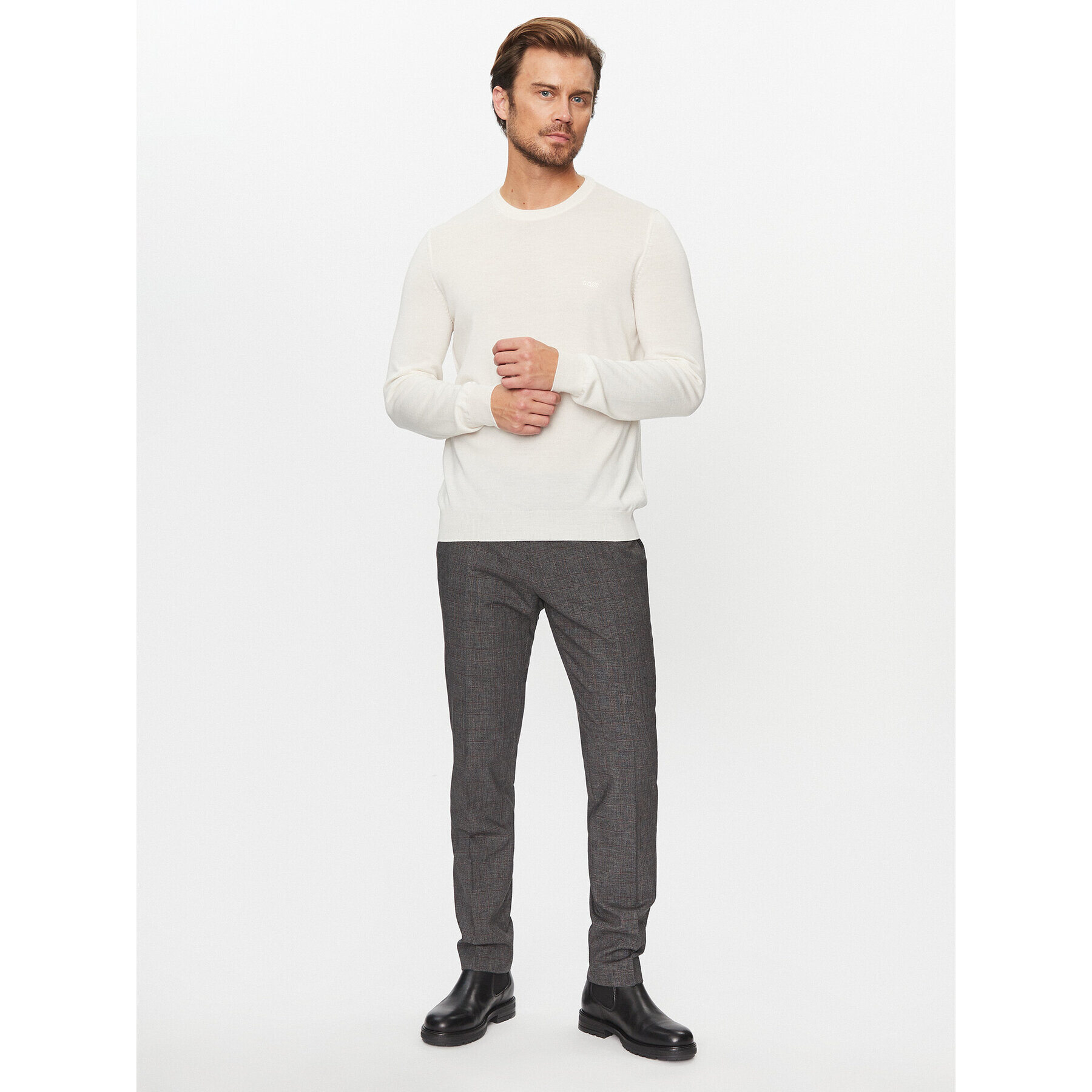 Boss Pulover Botto-L 50476364 Écru Regular Fit - Pled.ro