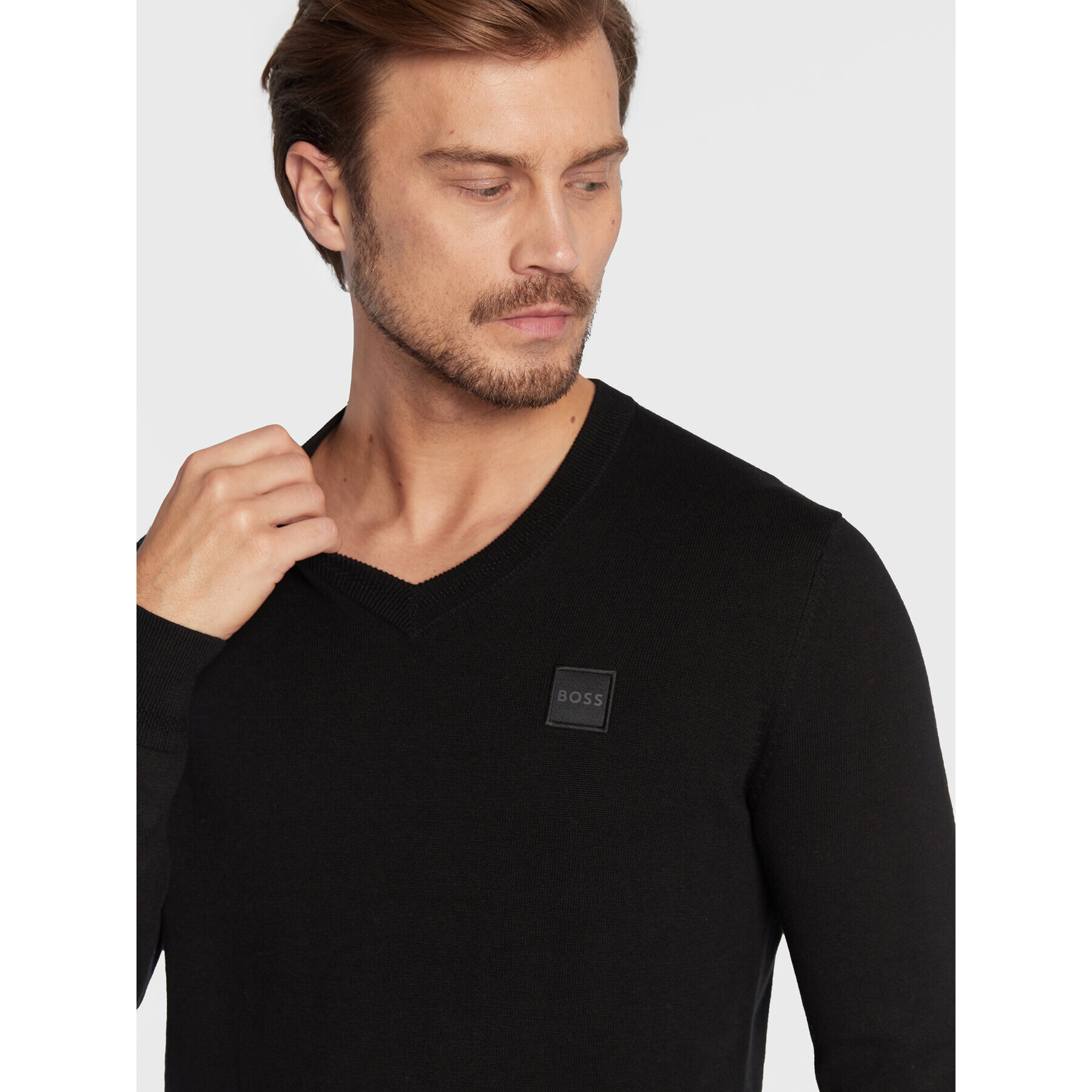 Boss Pulover Kanovano_V 50480060 Negru Regular Fit - Pled.ro