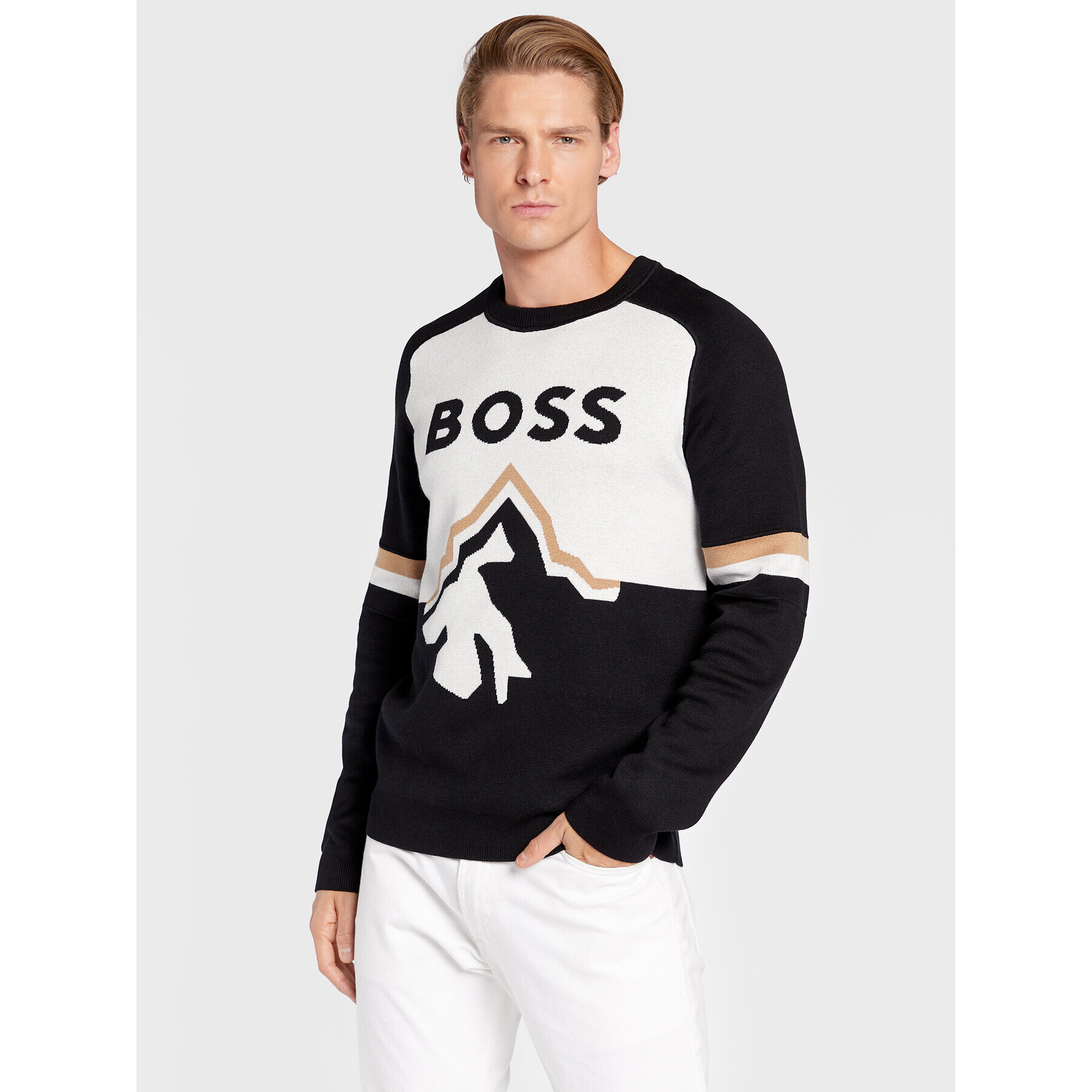 Boss Pulover Lanius 50477391 Negru Regular Fit - Pled.ro