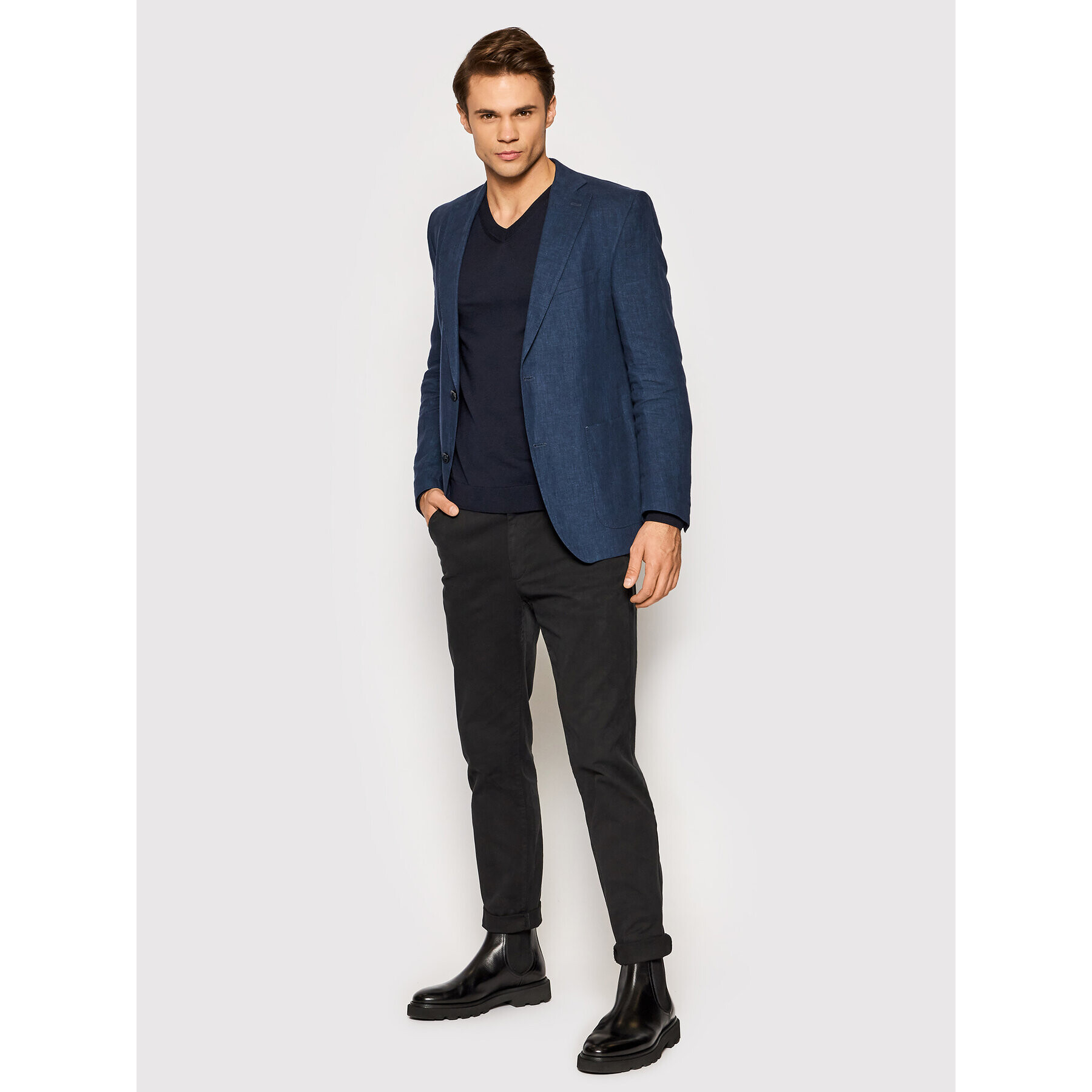 Boss Pulover Melba-P 50378576 Bleumarin Slim Fit - Pled.ro