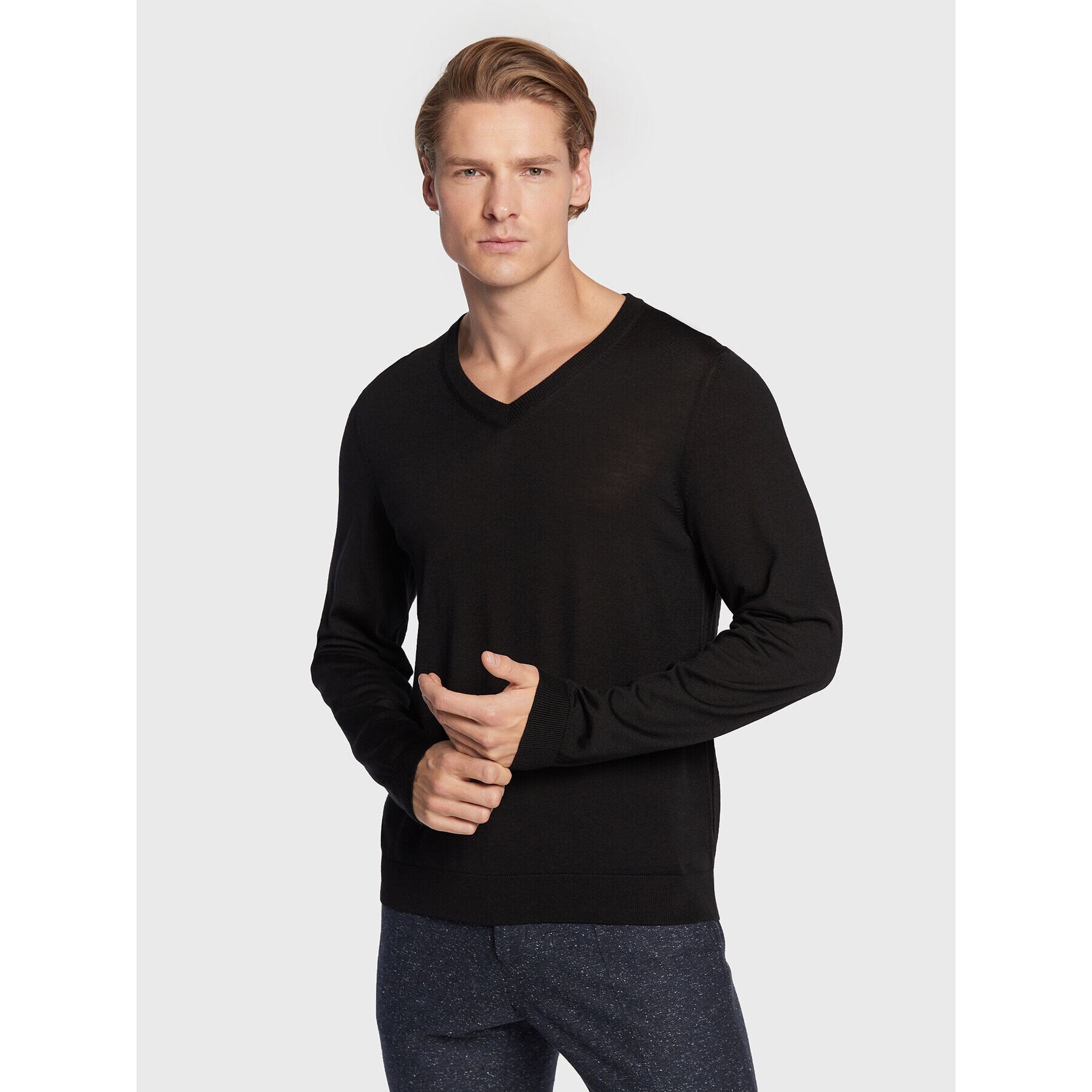 Boss Pulover Melba-P 50468261 Negru Slim Fit - Pled.ro