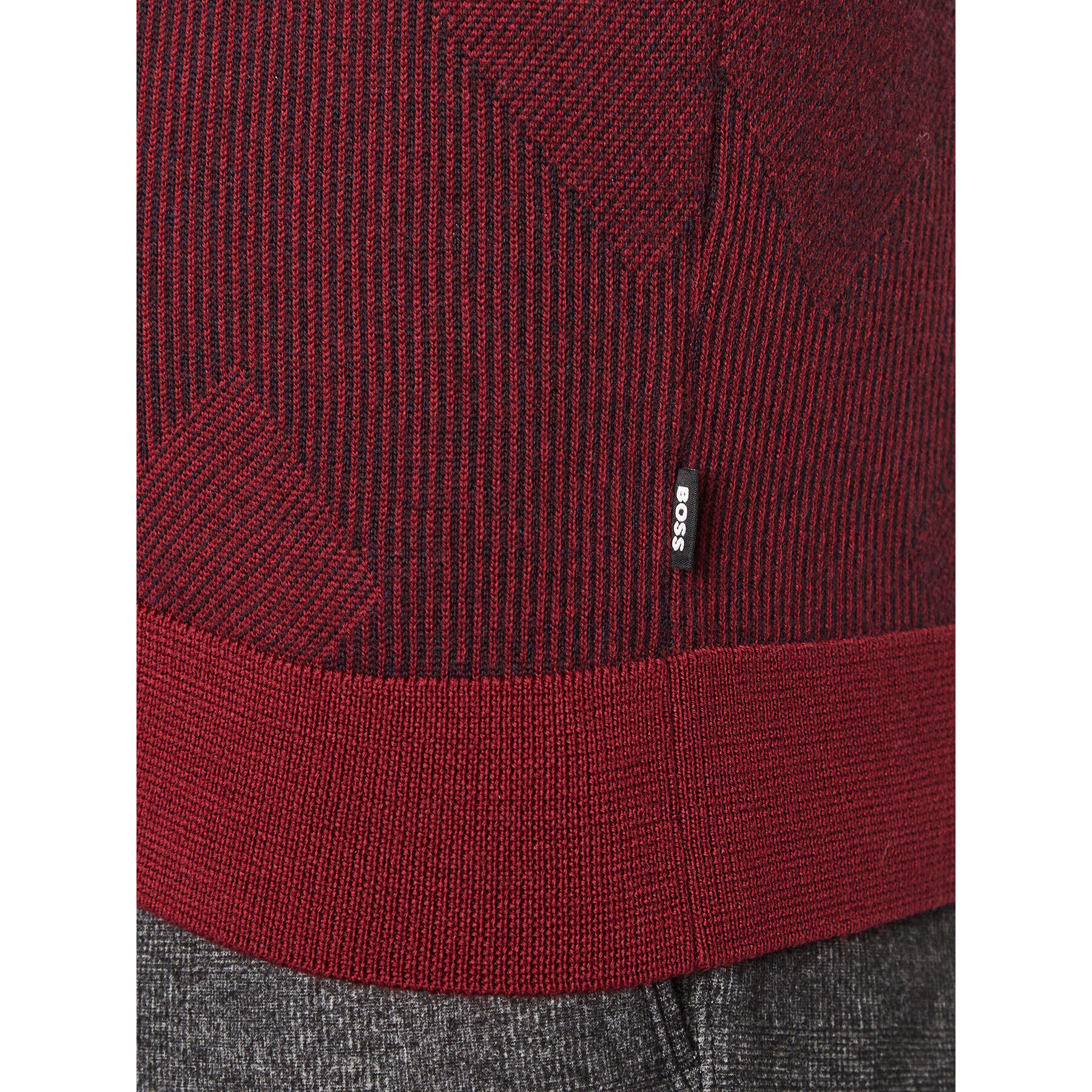 Boss Pulover Motivo DARK RED Vișiniu Regular Fit - Pled.ro